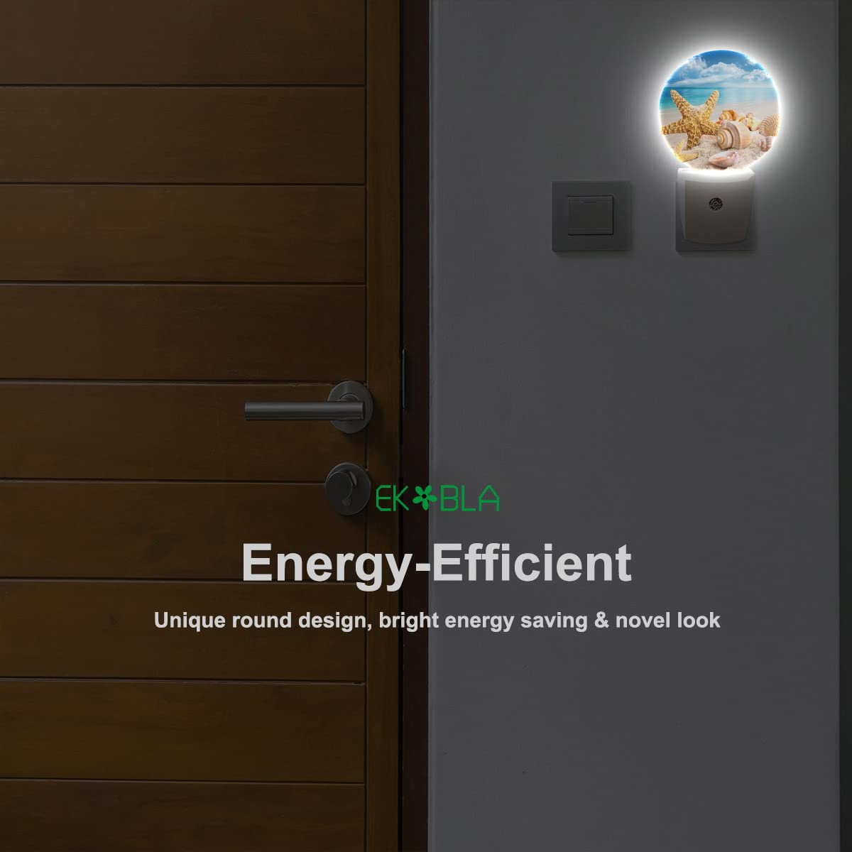 Ekobla Sunny Day Beach Night Lights Plug Into Wall Starfish Seashell Conch On Sand Ocean Coastal Night Lamp With Dusk To Dawn Se