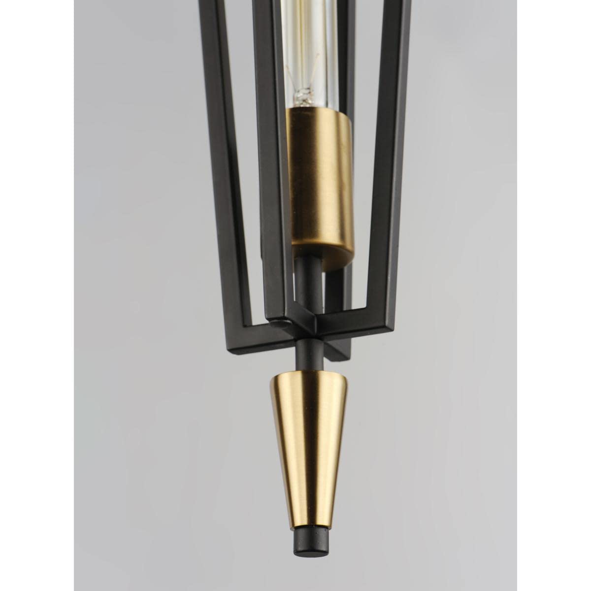 Maxim 1-Light Pendant Light, Alloy Steel, Black/Satin Brass, 4.75in Wide x 18in High, Model 11653BKSBR