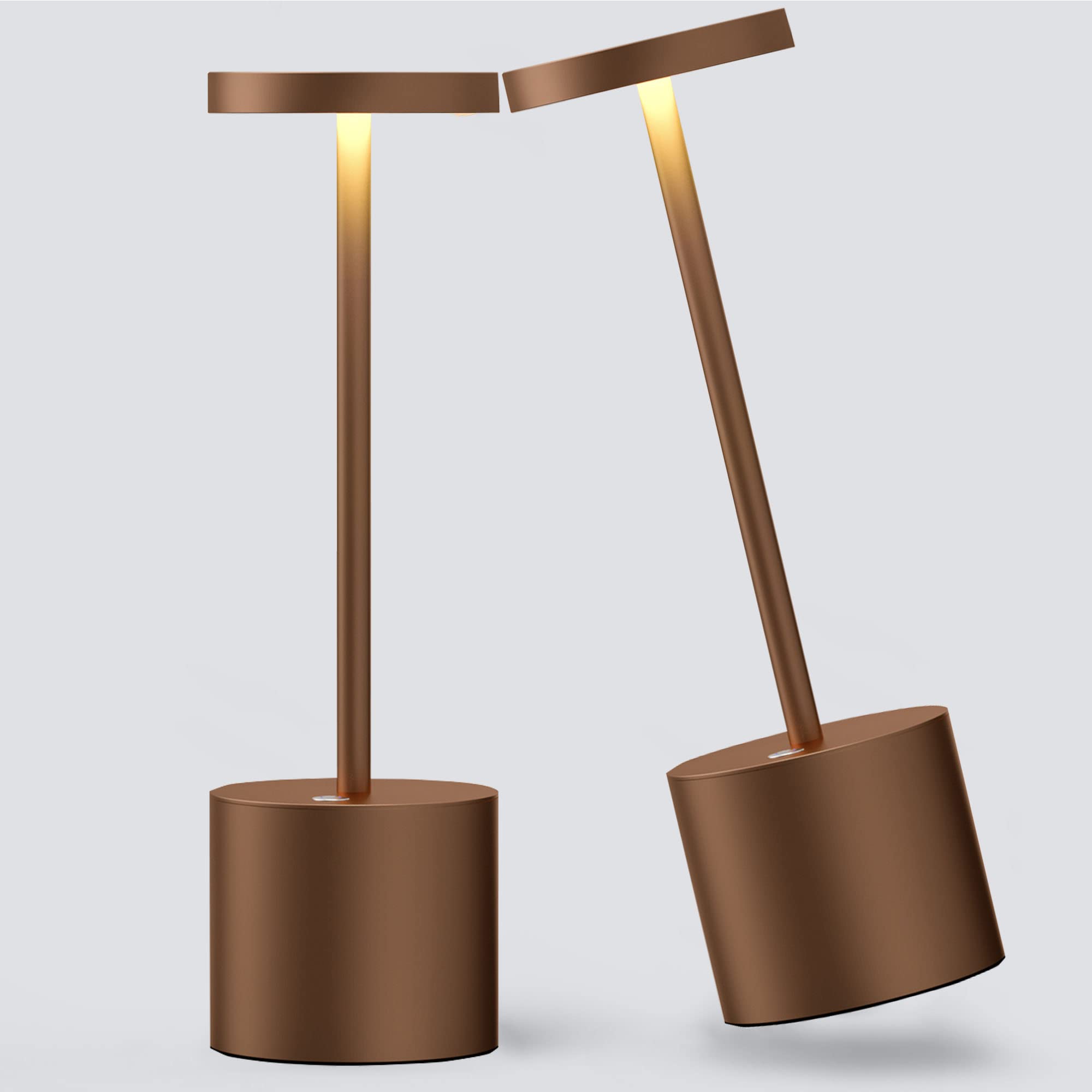 YIBEN 2Pack Cordless Table Lamp, Rechargeable LED Battery 5000mAh Metal USB Portable Powered Desk Lamp, 3 Levels Brightness Ligh