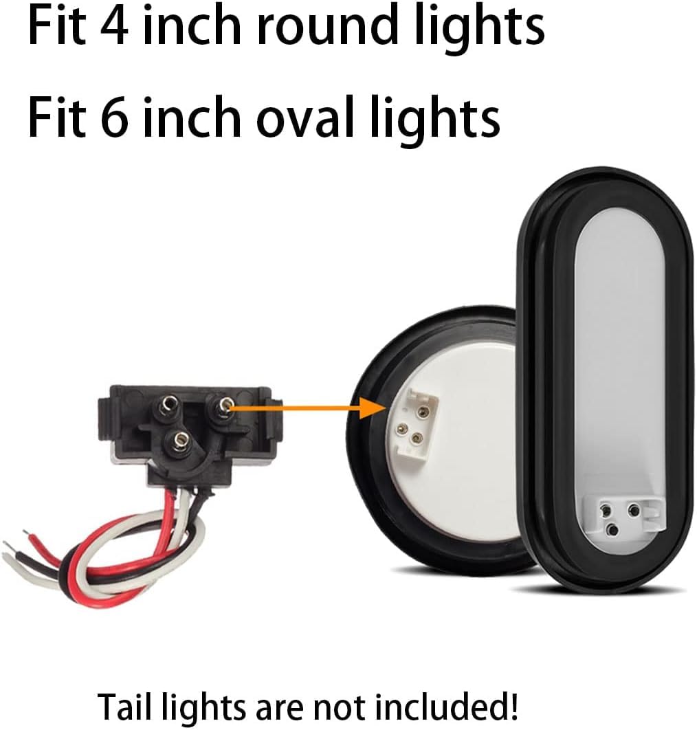 3 Wire Plug Truck Trailer Light Plug Molded 3 Prong Pigtail Harness For Stop Turn Tail Sealed Round Oval Light Brake Backup Ligh