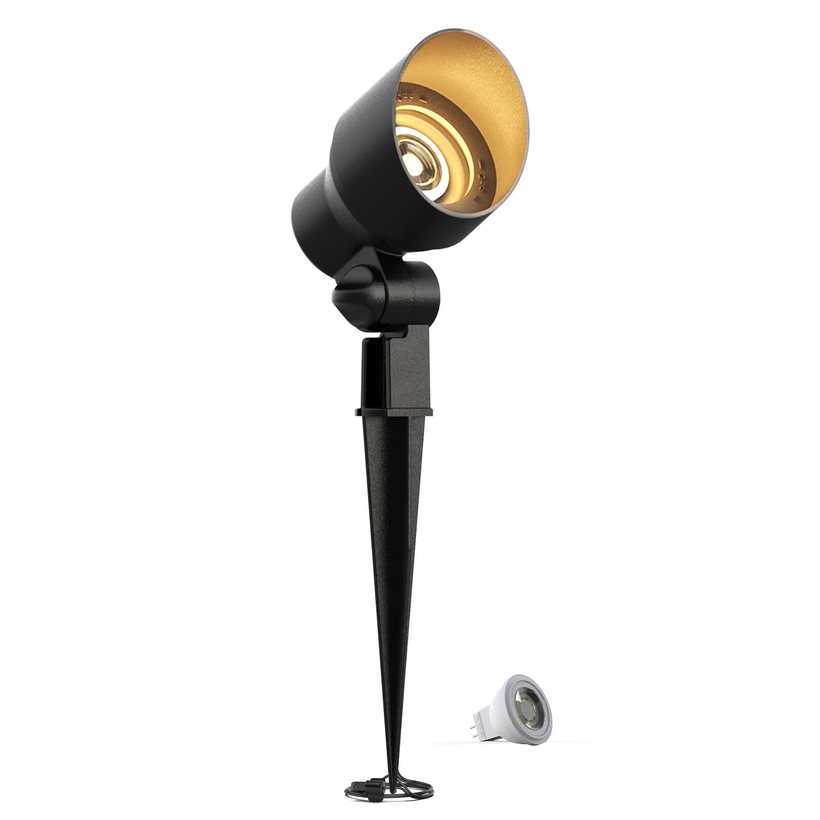 Goodsmann Low Voltage Landscape Flood Light 3W Led 200 Lumen Outdoor Spotlight 3000K Warm White Replaceable Led Outside Hardwired Lighting With Metal Stake Cable Connector Replaceable