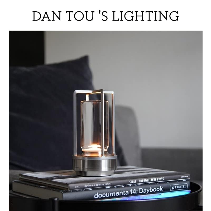 HAPYGI Portable Metal Table Lamp, Rechargeable LED, 3-Colour Dimming, Small Desk Light, Silver
