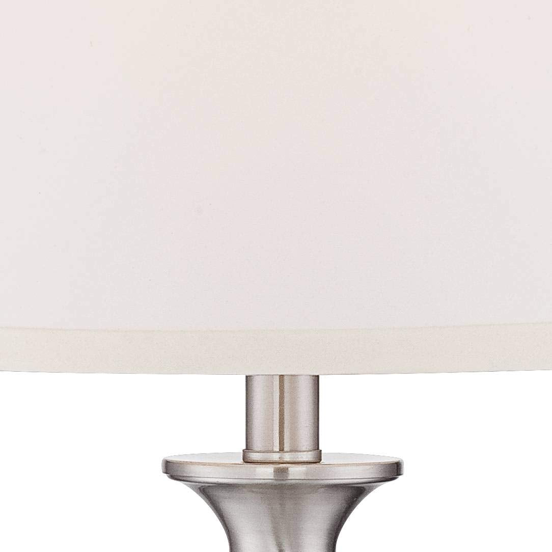 Regency Hill Carlton Blair 25'' High Traditional Table Lamps Set Of 2 Wifi Smart Socket Silver Brushed Nickel Finish Metal Livin