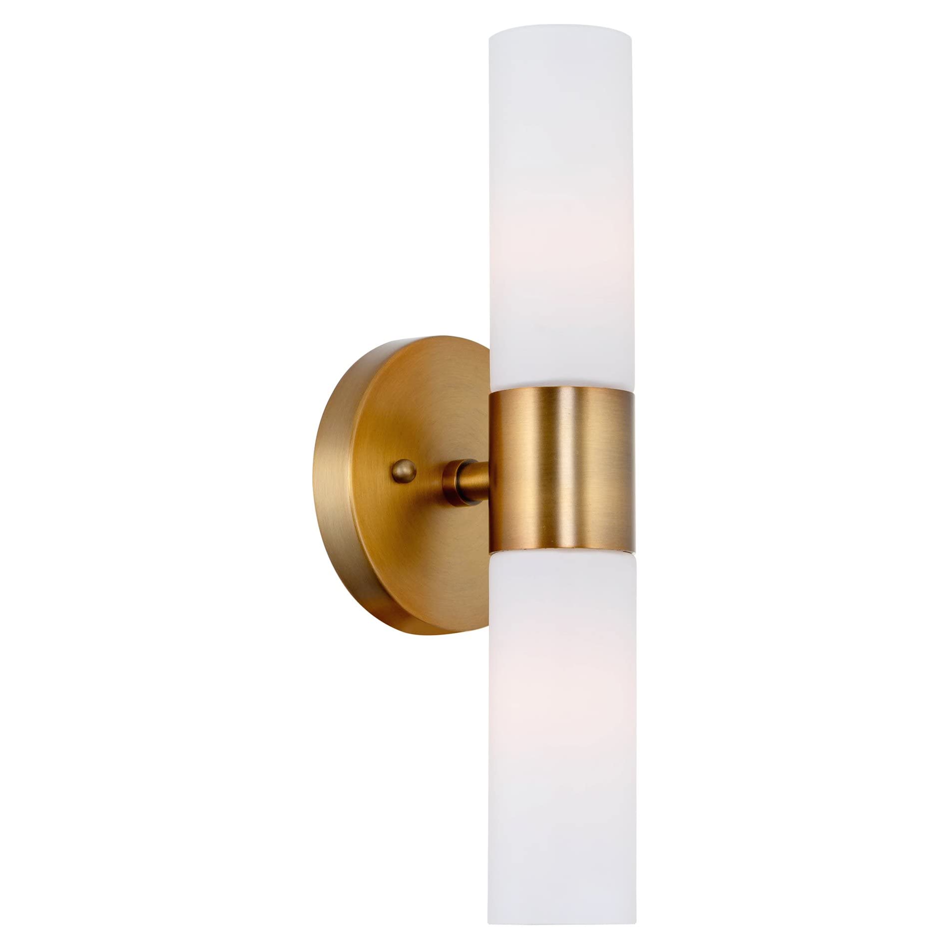 Kira Home Wall Sconce, 14in Modern Design, Frosted Glass Shades, Warm Brass Finish, Model RV-W131-14-WB