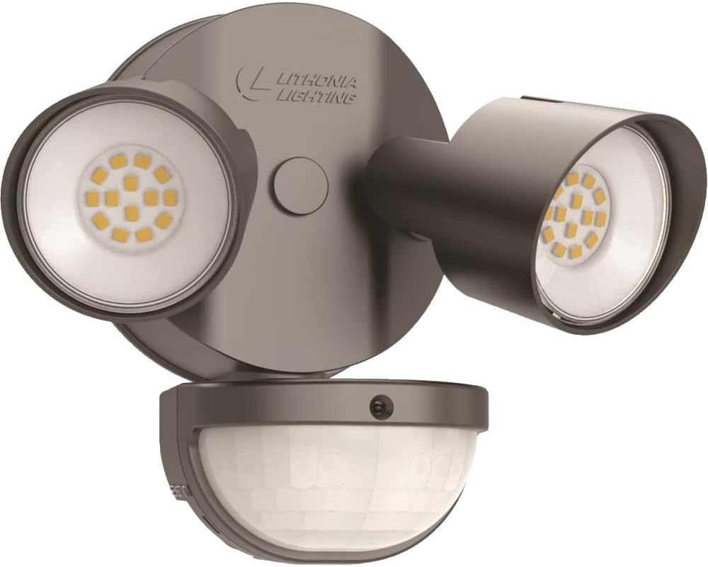 Lithonia Lighting HGX LED 2RH 40K 120 MO DDB M2 HomeGuard Security Flood Lights, 4000 Lumens, 2-Light, Photocell Sensor and Moti
