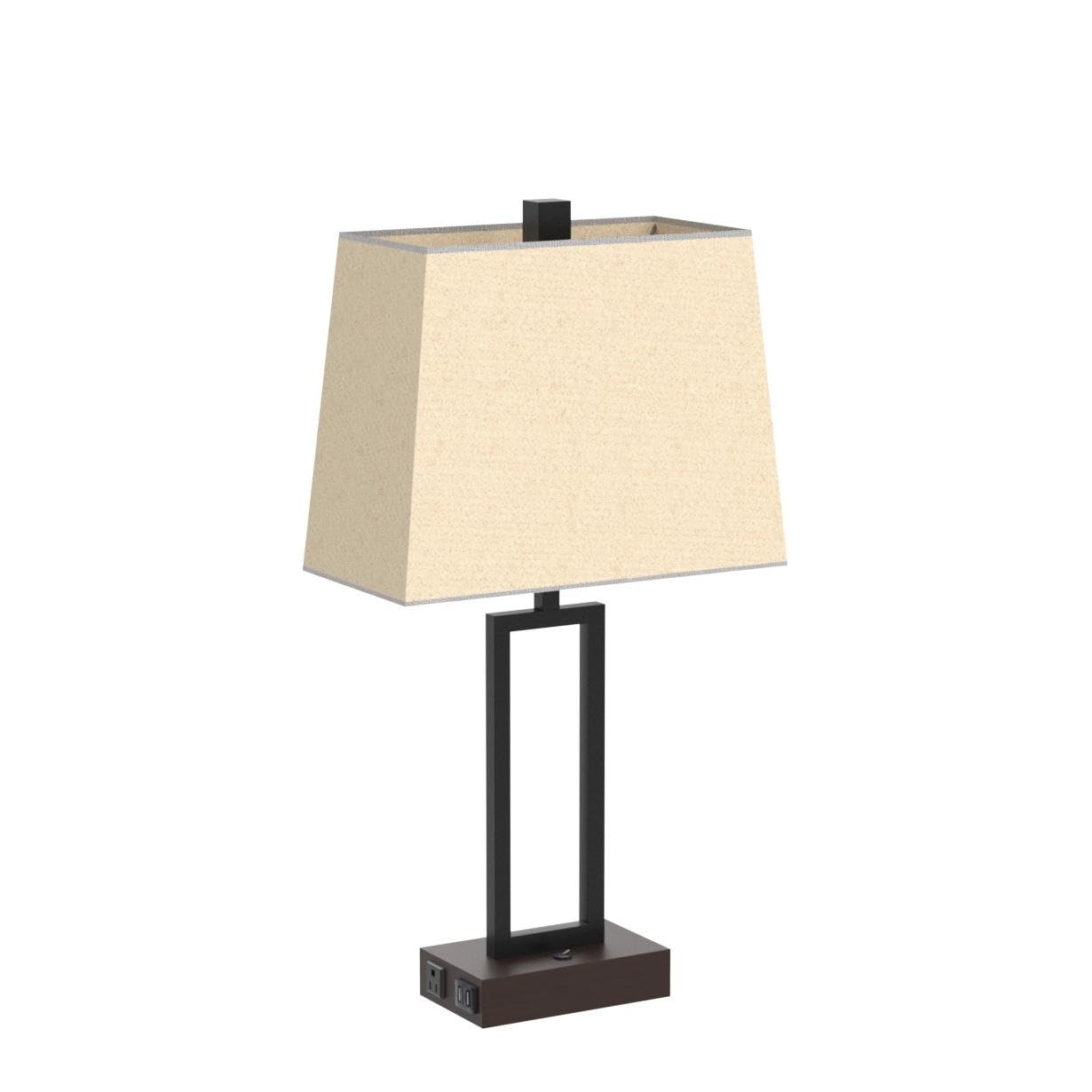 Lolikit Set Of 2 Black Table Lamps With Usb Ports, Ac Outlet, 23.5&quot; Modern Bedside Lighting