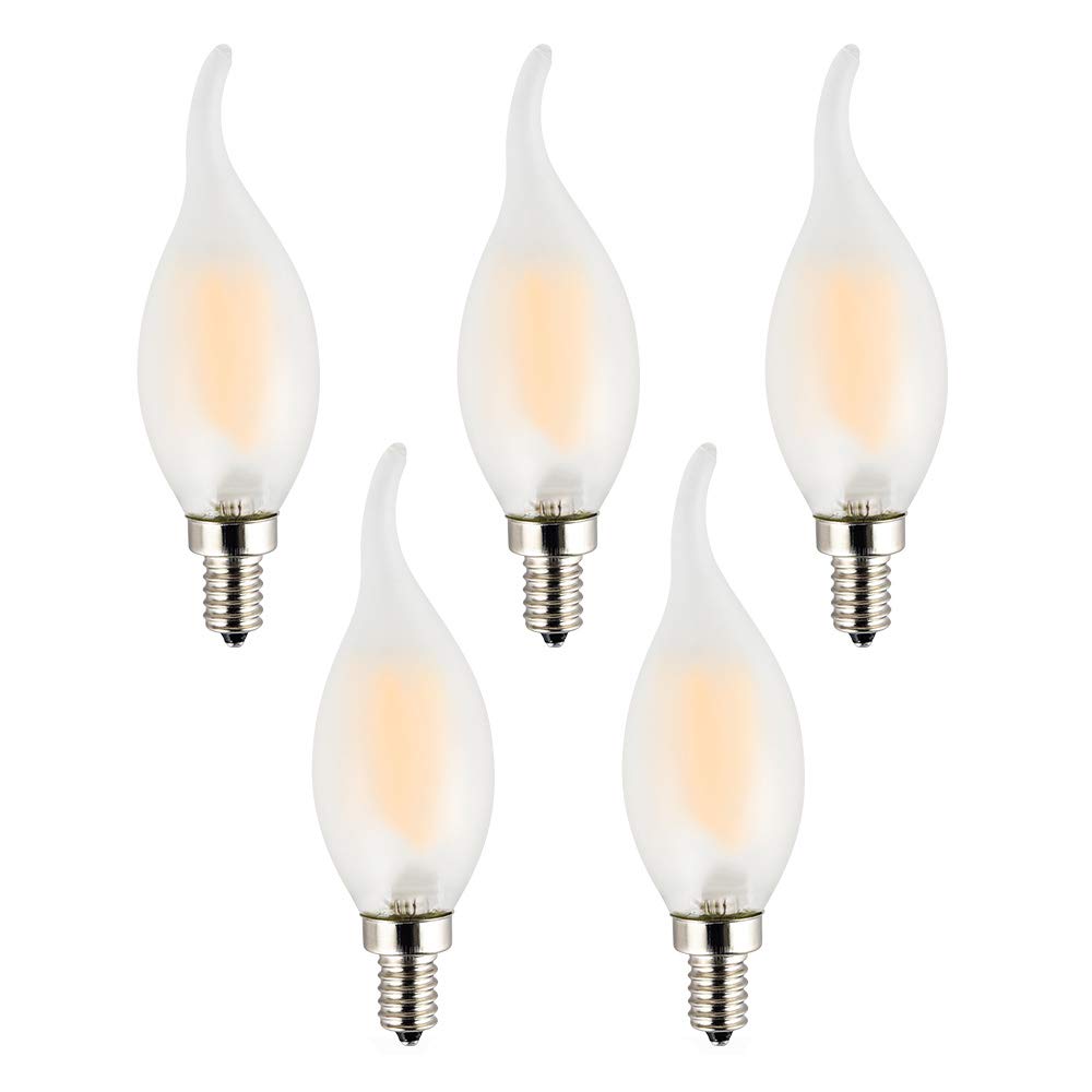 Opalray C35 6W Led Candelabra Bulb, 60W Incandescent Equivalent, Led Filament Lamp, Dimmable, Warm White 2700K, E12 Small Base, 