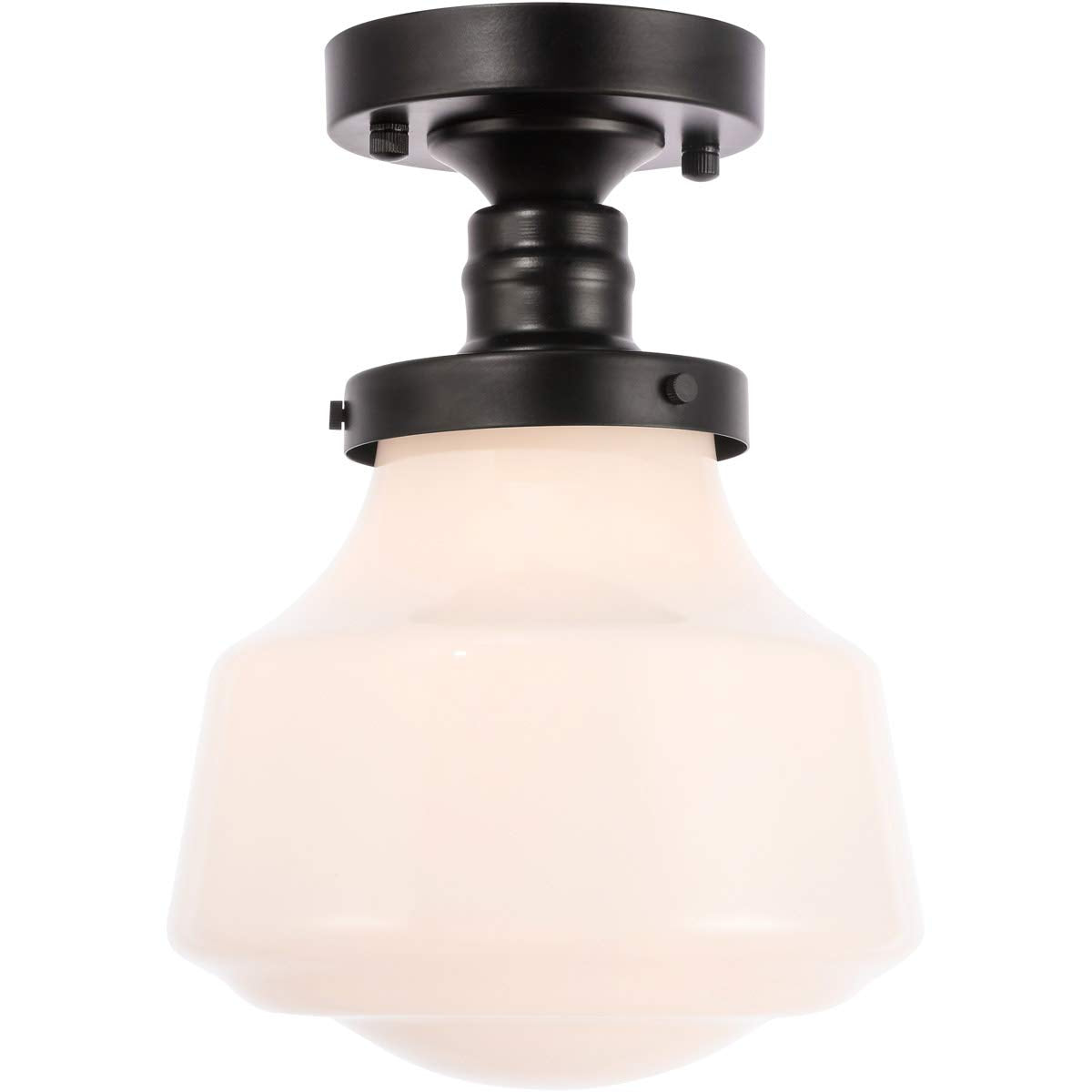 Living District Lyle 1-Light Metal & Glass Flush Mount in Black/Frosted White