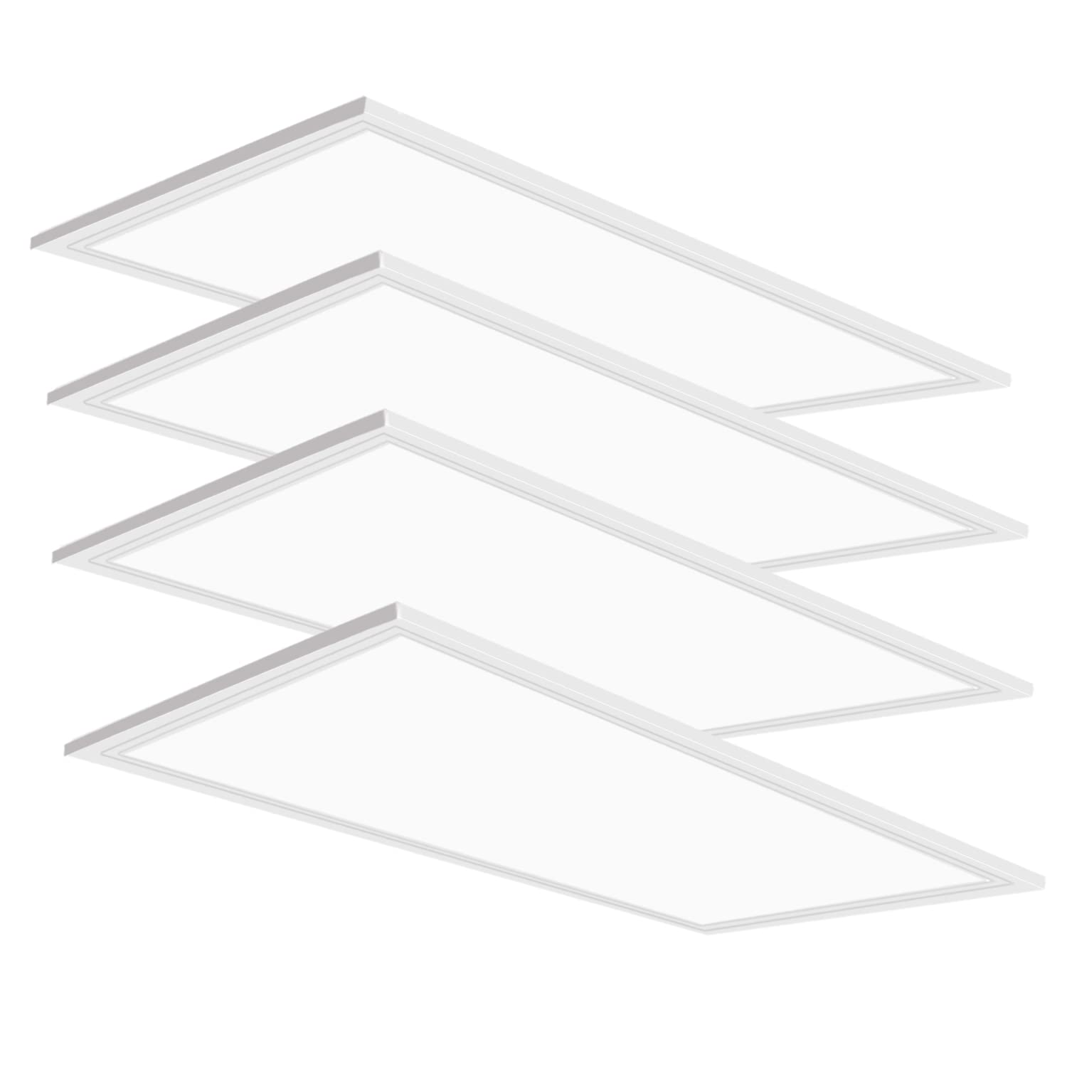 2X4 LED Flat Panel Light,4 Pack,75Watt,0-10V Dimmable,7800 Lumens,5000K Daylight White Color, Drop Ceiling Flat LED Light Panel,