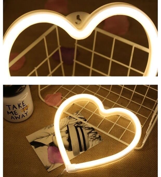 Ninite LIGHTS Heart LED Neon Light, USB/Battery Powered Heart Shaped Neon Sign Lamp, Decorative Night Light for Bedroom, Living