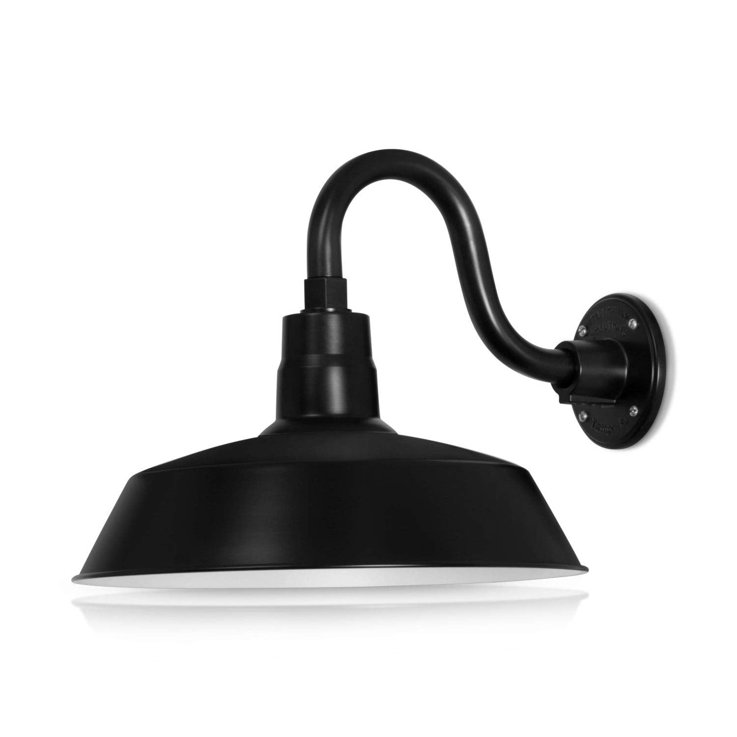 HTM LIGHTING SOLUTIONS Gooseneck Barn Light Fixture - 14in. Satin Black - 10in. Extension Arm - UL Listed - 2-Pack