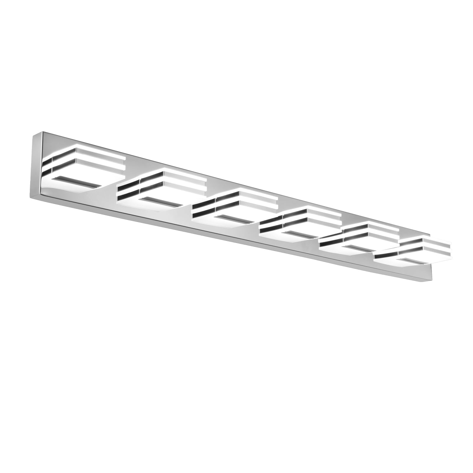 yumcrelect Modern Bathroom Light Fixtures 6-Light LED Vanity Bar 41-Inch Chrome Stainless Steel Model 6210