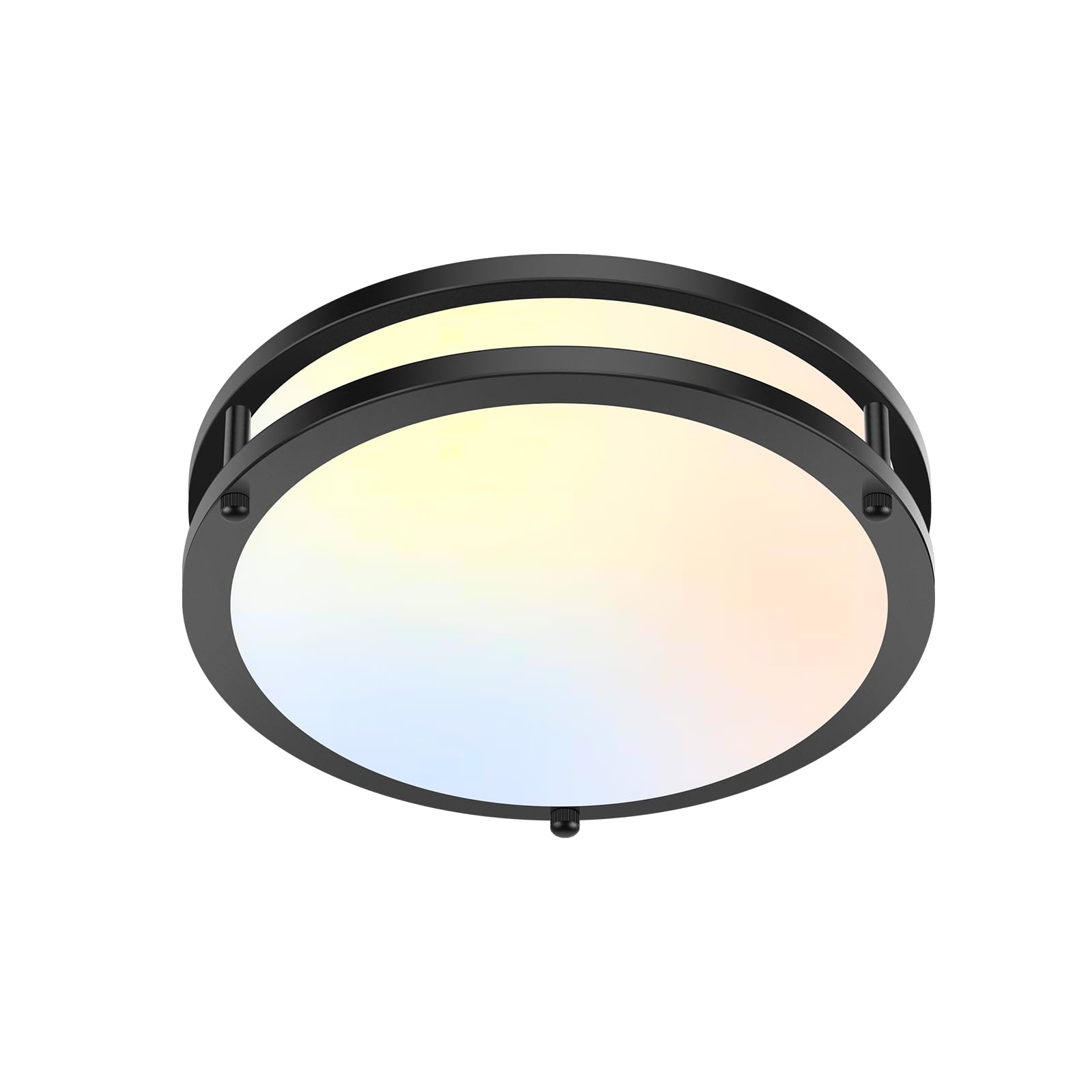 TOBUSA 10 Inch LED Flush Mount Ceiling Light Dimmable Black Metal Fixture 5 Color Adjustable Model 62425008-04