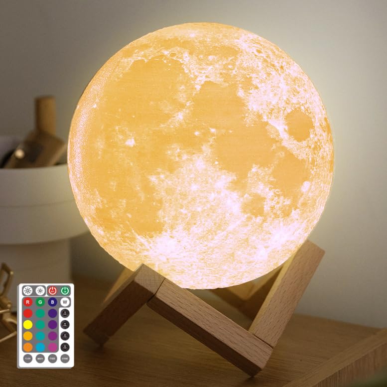 Mono Living Moon Lamp Night Light For Kids & Adults | 5.9 Inch | 16 Color 3D Led Ball | Decorations For Bedroom Cool Nursery Fun Desk Stars Gift | Baby Boy Teen Girl Girlfriend Christmas Birthday
