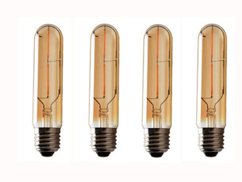K JINGKELAI Vintage Edison LED Bulb 4 Pack, 2W Dimmable T10/T30, Warm White 2300K, Glass, Amber Cover