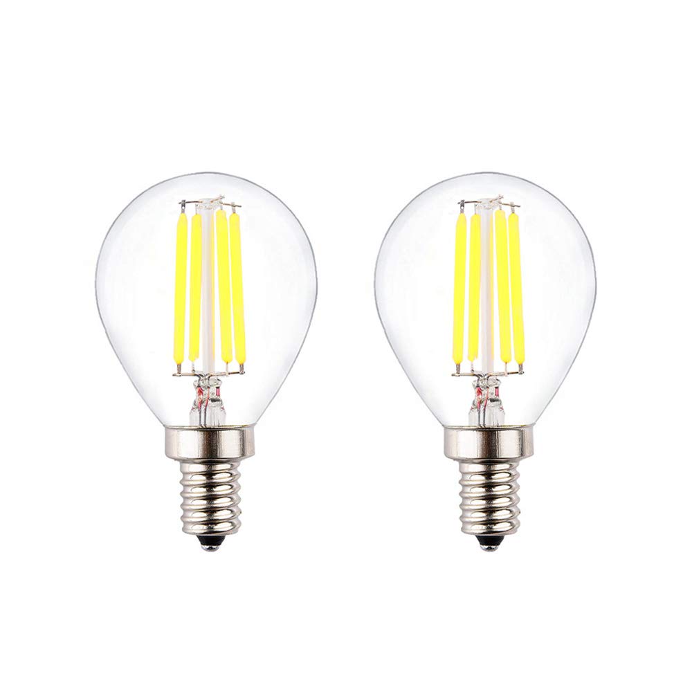 OPALRAY 4W Dimmable Small Globe Bulbs with LED Filament, 4000K Natural White Daylight, G14(G45) Clear Glass Shape, E12 Candelabr
