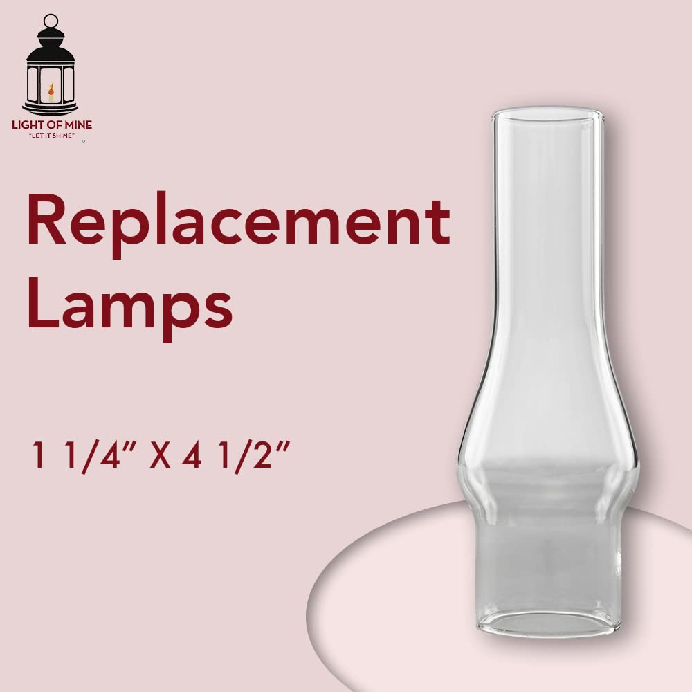 Light Of Mine 1.25&quot; X 4.25&quot; Oil Lamp Replacement Chimney - Clear Smooth Top Chimney For Japanese Burners (1 1/4&quot; X 4 1/2&quot;)