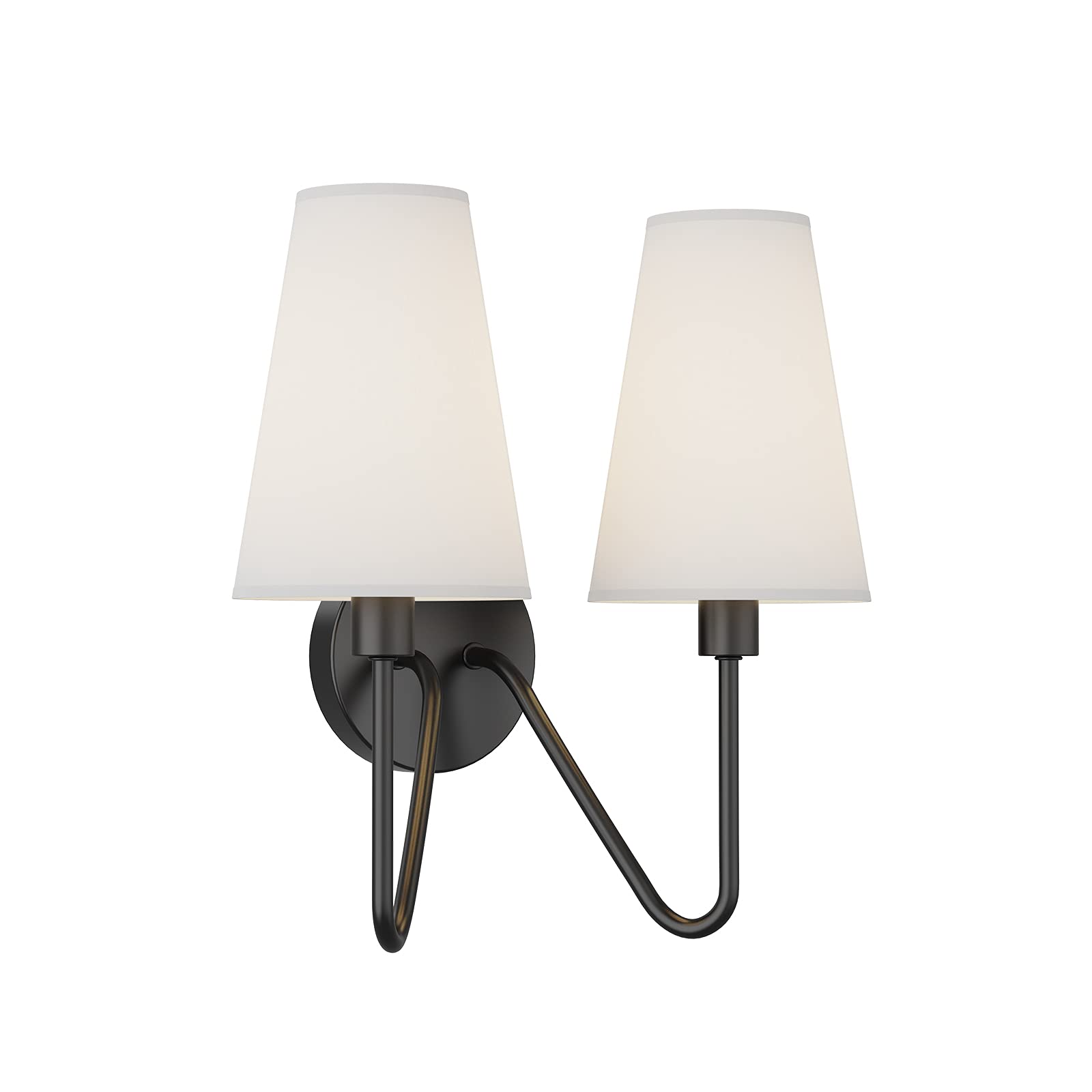 Electro Bp Double Head Classic Black Wall Sconce With Cream Linen Shades E12 80W
