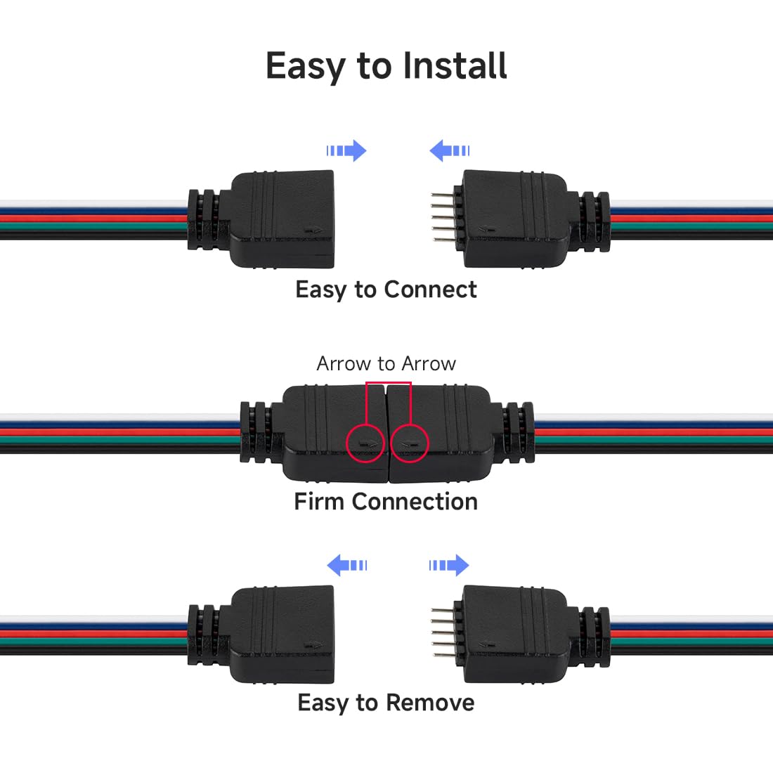 Btf-Lighting 10 Pairs 15Cm 5Pin Jst Sm Male/Female 24Awg Wire Cable Connector Plug For 5050Smd Fcob Rgbw Led Strip Light