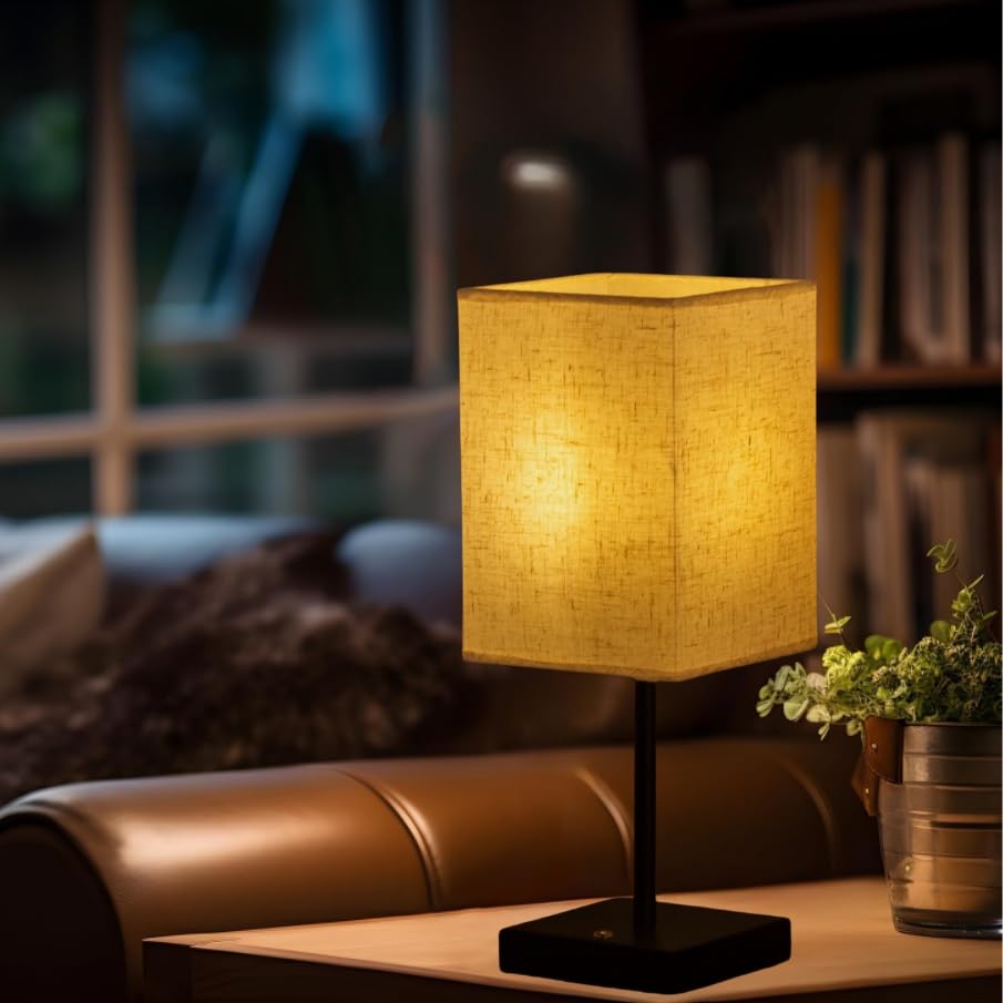 2 Pack Bedside Touch Lamp - Fabric Table Lamp With Three-Level Brightness Adjustment, Usb Charging, Cordless, Portable - Suitabl