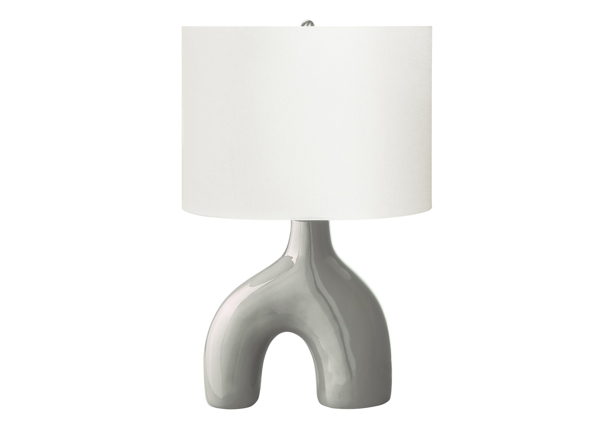 Monarch Specialties Table Lamp I 9661, 25in H, Grey Ceramic, Ivory Shade, Contemporary Design