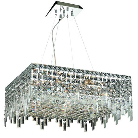 Elegant Lighting 2033D24C/Rc Royal Cut Clear Crystal Maxim 12-Light Crystal Pendant, 24" X 24" X 10.5", Finished In Chrome With Clear Crystals