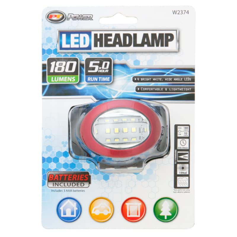 Performance Tool 180 Lumen 4 Led Red Headlamp - Super Bright, Durable Alloy Steel