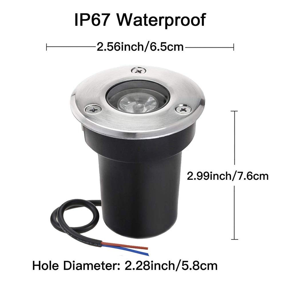 SUNRIVER Low Voltage Landscape Well Lights 1W 12V-24V IP67 Waterproof, 6 Pack Warm White Metal for Garden, Deck, Step Lighting