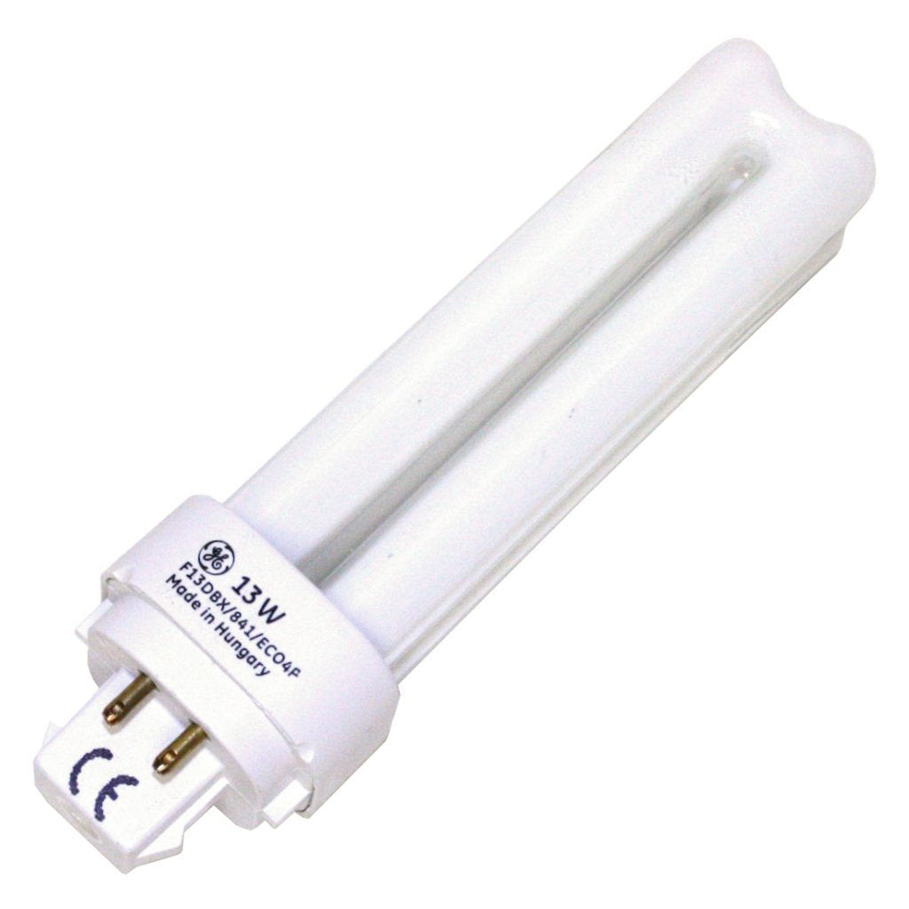 GE 13W Quad-Tube CFL Light Bulb, 4 Pin, 4100K, 20 Pack, Eco-Friendly