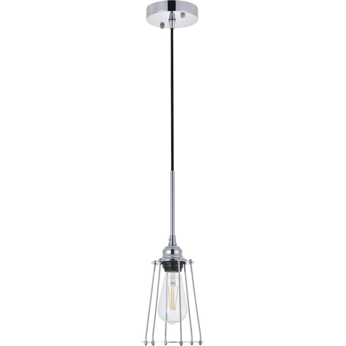 Living District Chrome Pendant Light - Modern Indoor Ceiling Fixture, 1 Light, 5.3&quot;W X 9.2&quot;H
