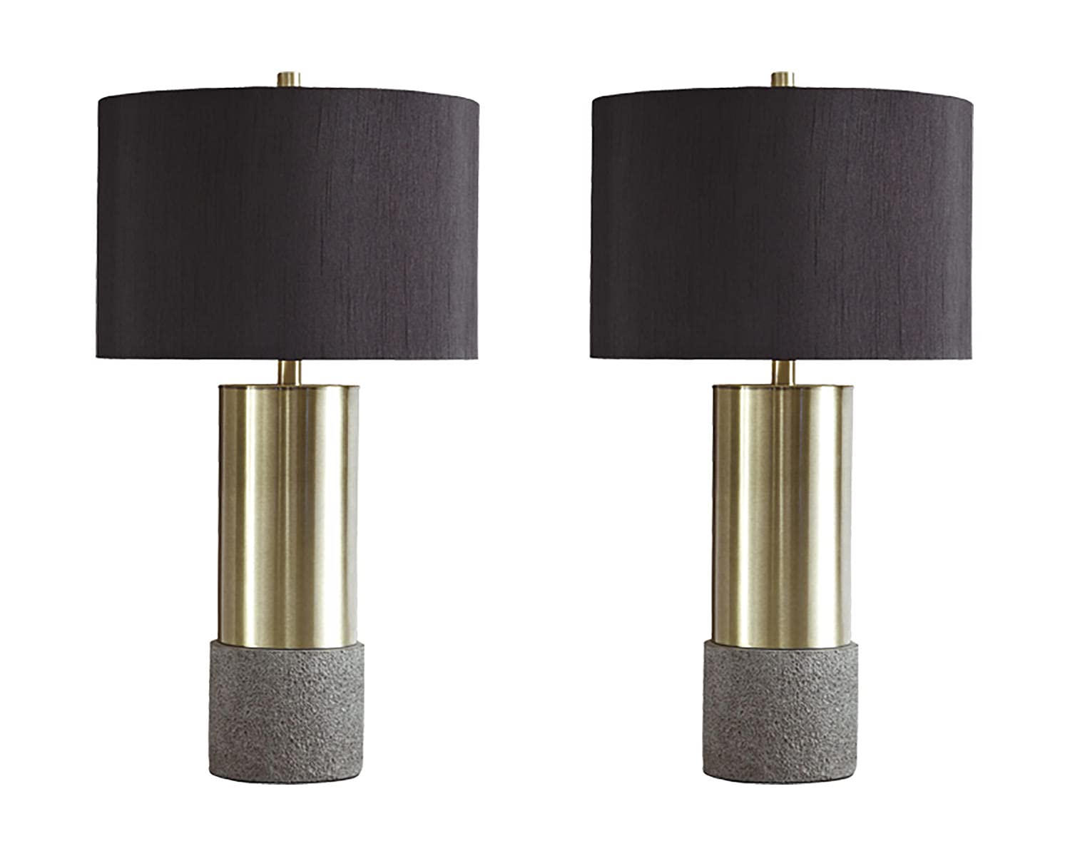 Signature Design By Ashley Jacek Table Lamps Set Of 2 Contemporary Gray/Brass Finish 15W X 15D X 27.25H Goldtone Foil