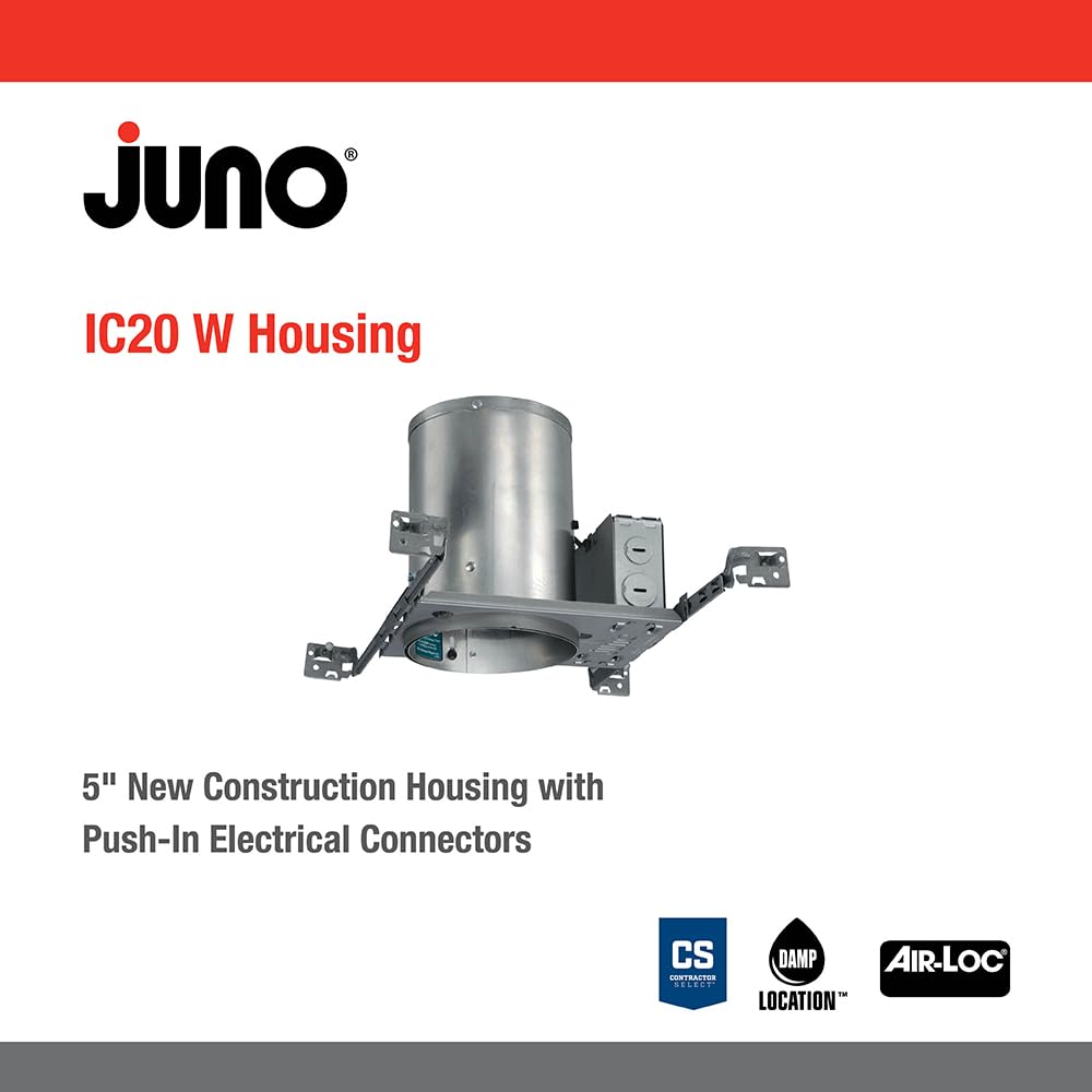 Juno Lighting Ic20W Contractor Select 5-Inch Ic Rated New Construction Universal Housing With Quickwire