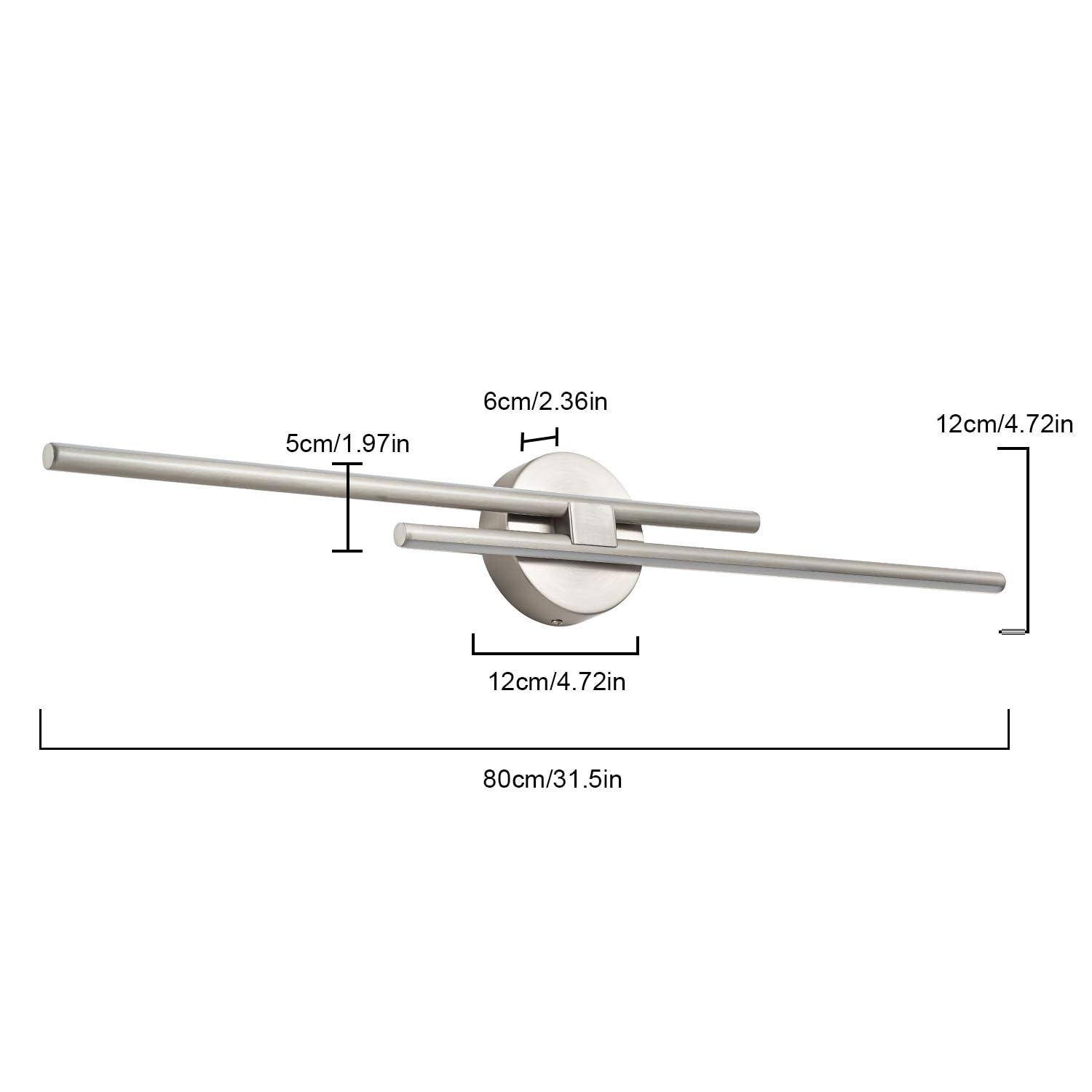 Edislive Dimmable Led Vanity Light Fixtures, 31.5" Nickel Wall Lighting For Bathroom & Bedroom