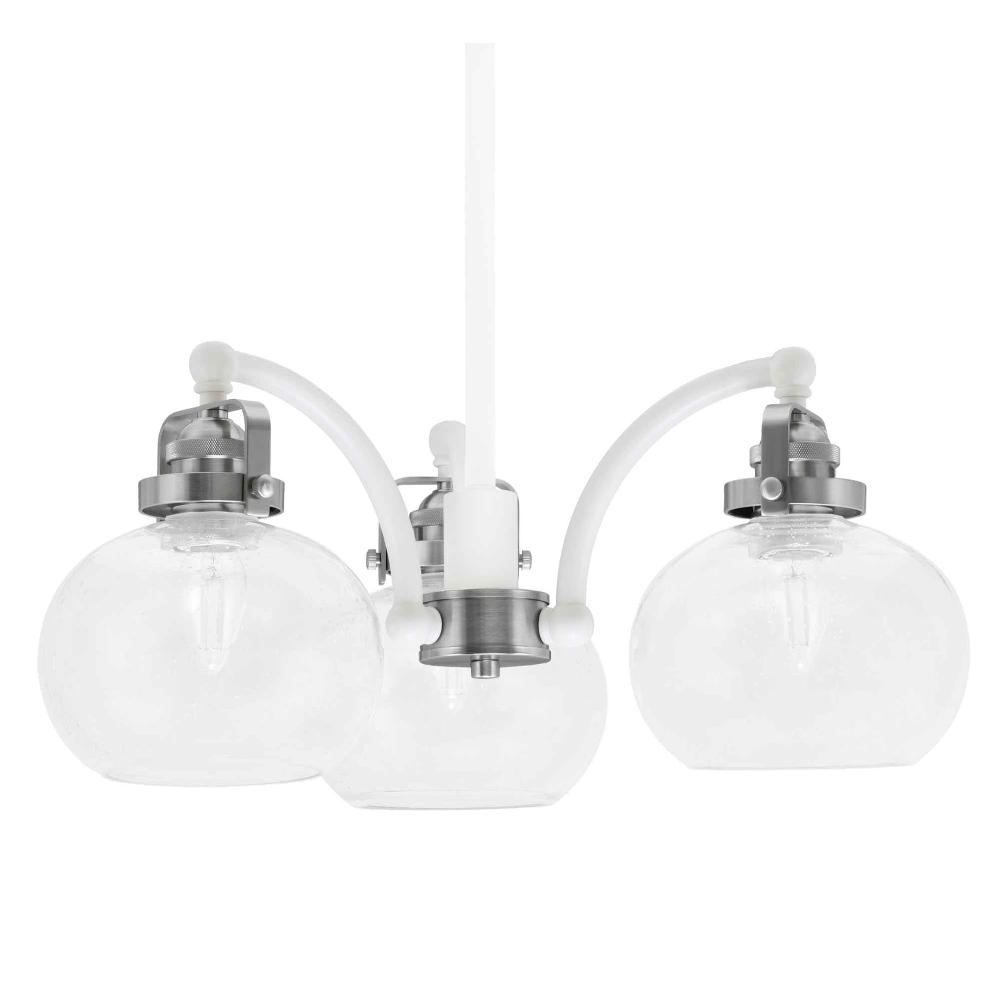 Easton Downlight, 3 Light, Chandelier Shown In White & Brushed Nickel Finish With 7&quot; Clear Bubble Glass