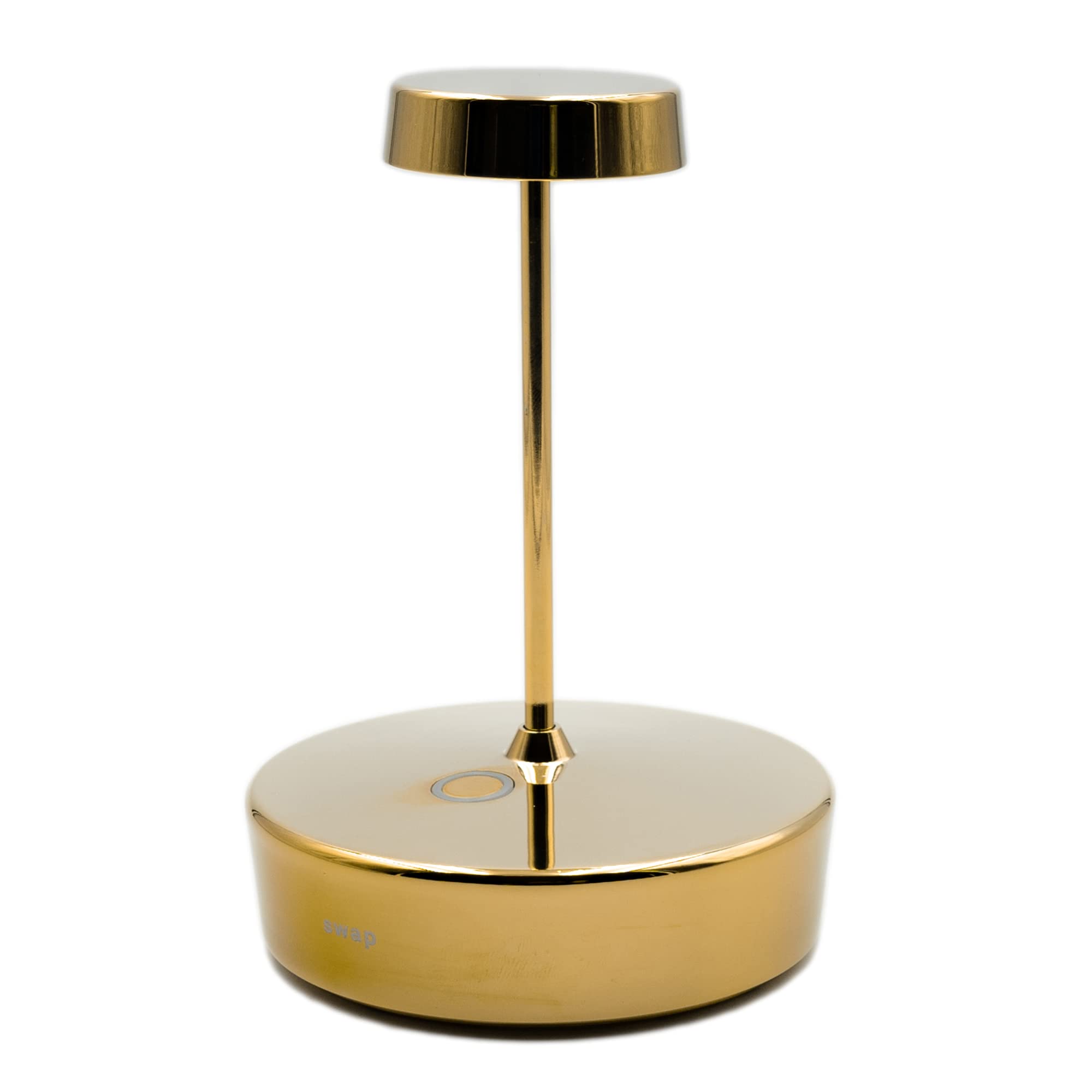 Zafferano, Swap Mini Lamp with Shiny Golden Finish, Rechargeable and Wireless Table Lamp with Touch Control, Suitable for Indoor