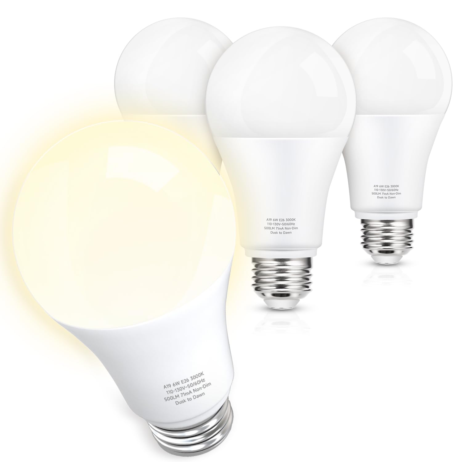 Prosperbiz Dusk To Dawn Light Bulbs, 40W Equivalent Led Outdoor Lighting Sensor Led Bulb Warm White 3000K, A19 E26 Base 6W Auto