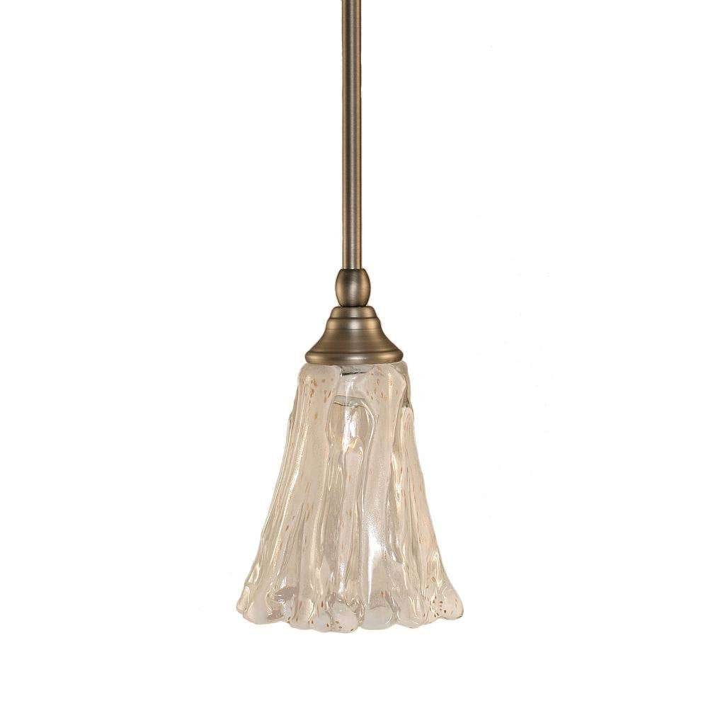 Toltec Lighting 23-Bn-729 Stem Mini Pendant With Hang Straight Swivel With 5.5&quot; Fluted Italian Ice Glass, Brushed Nickel Finish