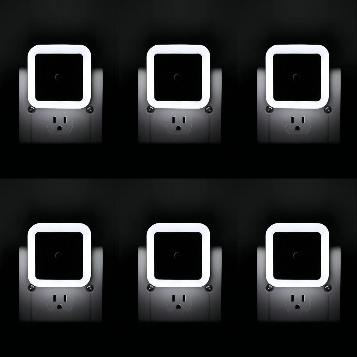 KINUR LED Night Lights Plug into Wall Daylight Color with Dusk to Dawn Night Light Plug in Sensor for Kids Room, Bedroom, Bathro