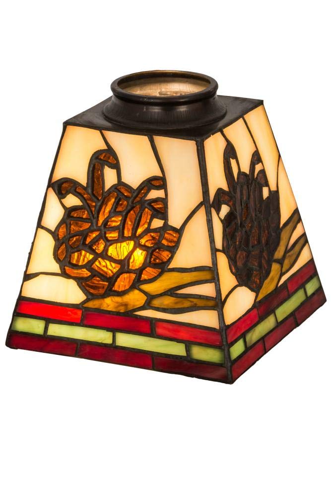 Meyda Tiffany 109524 Tiffany/Mica Shade From Pine Branch Collection In Multi Finish, 5.00 Inches, Antique