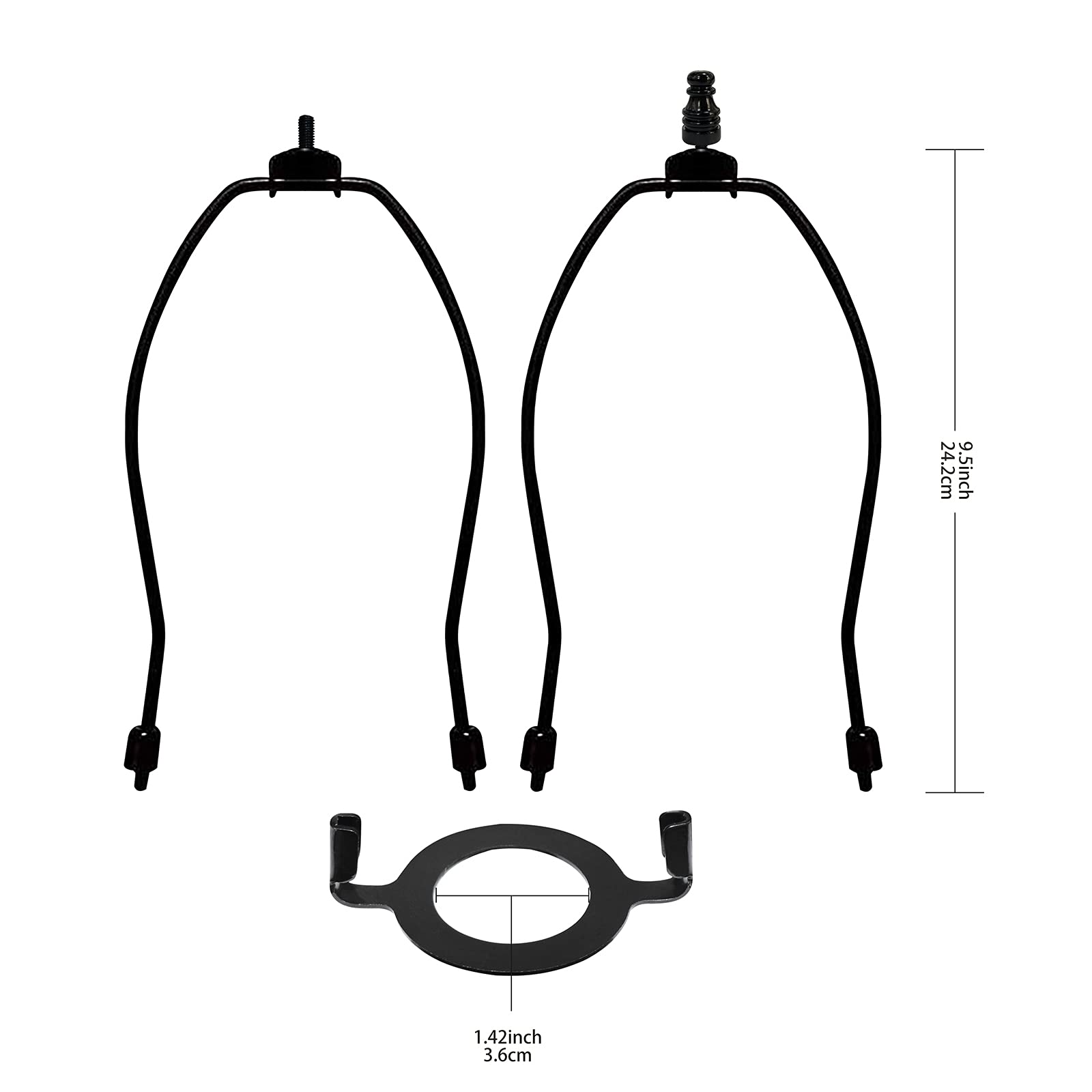 GIGIVOSHA Adjustable Lamp Shade Harps Holder Kit - 10 Inch - Black - E26 UNO Light Base - 2 Pack for Table and Floor Lamps