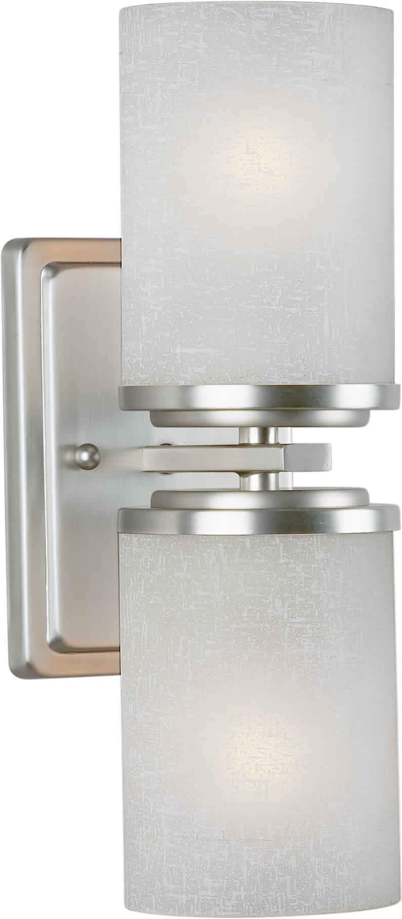 Forte Lighting 2424-02-55 Wall Sconce with White Linen Glass Shades, Brushed Nickel
