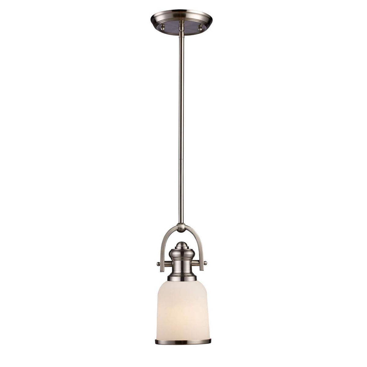 Elk Lighting Satin Nickel Led Pendant Light, 5&quot;W X 11&quot;H, Glass Shade