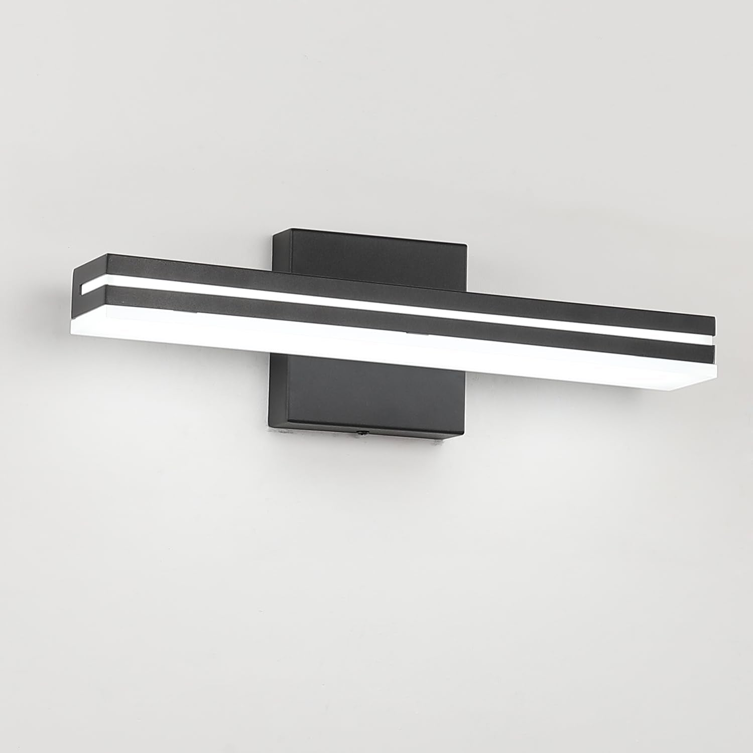 SineRise LED Modern Bathroom Vanity Light Fixtures (16-Inch, 3000K/4000K/6000K, Dimmable), Brown Wood Painted Modern Acrylic Bat