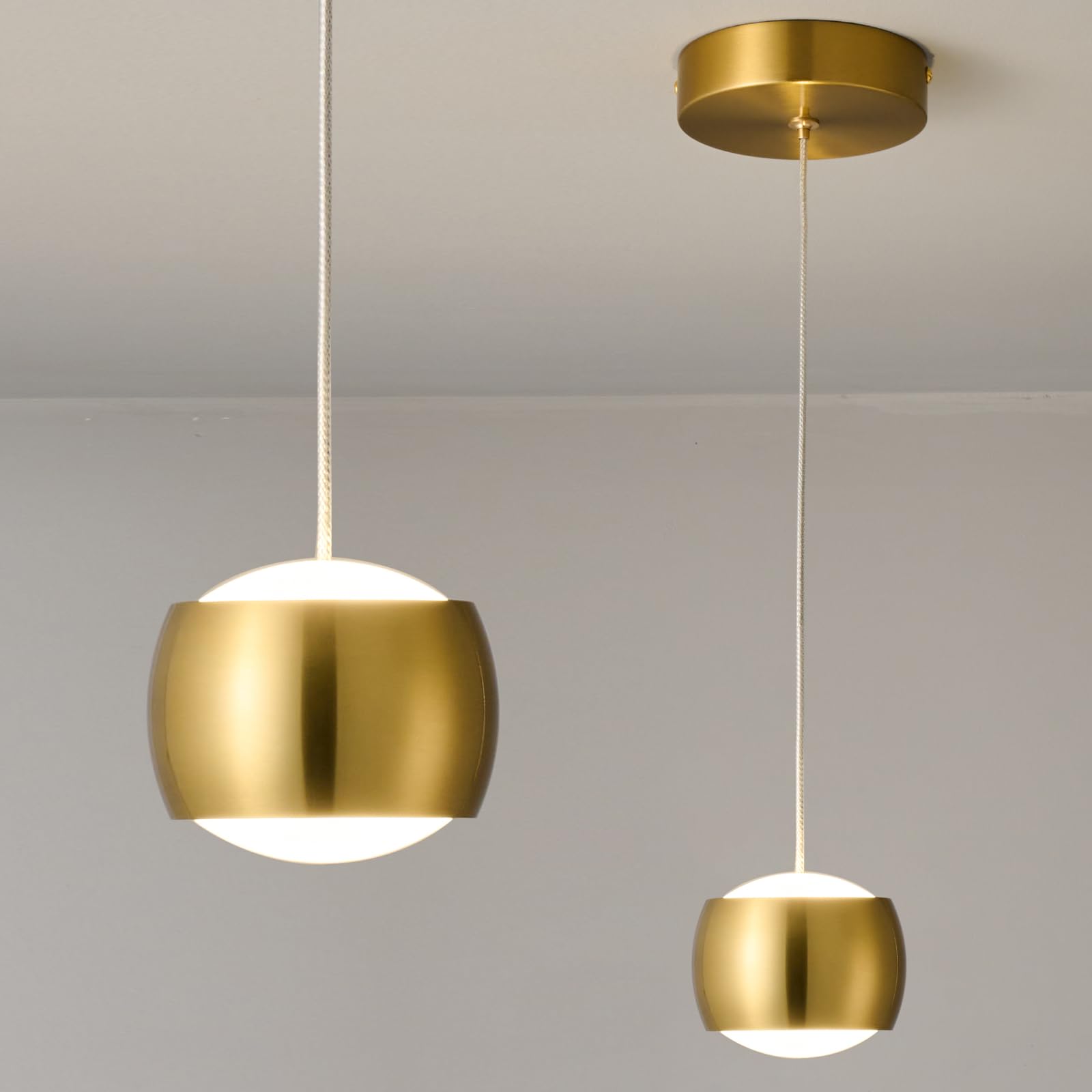 Adcthome Modern Led Dimmable Pendant Light Fixtures Mini Island Pendant Lighting For Kitchen Island Dinning Room Bedroom Bar  Kitchen Island Ceiling Hanging Light Fixtures(Gold-1-Pack)
