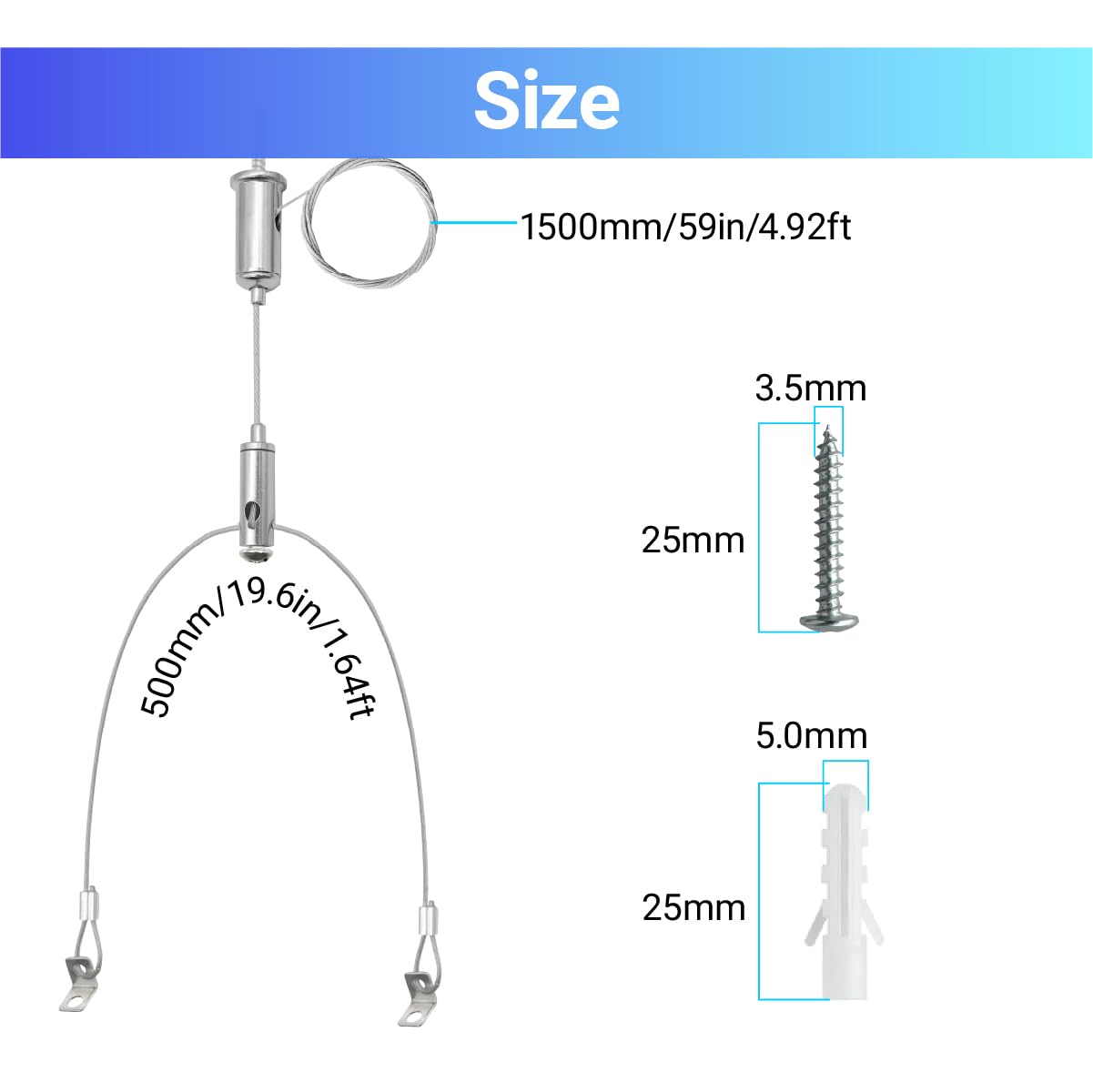 Hamrvl 4 Set Aquarium Light Suspension Cables Kit - Adjustable Steel Hanging Chains 5Ft Lighting Fixture Chains Heavy Duty Stainless Steel Rope For Commercial Aquarium Fish Tank Light Led Panel Light