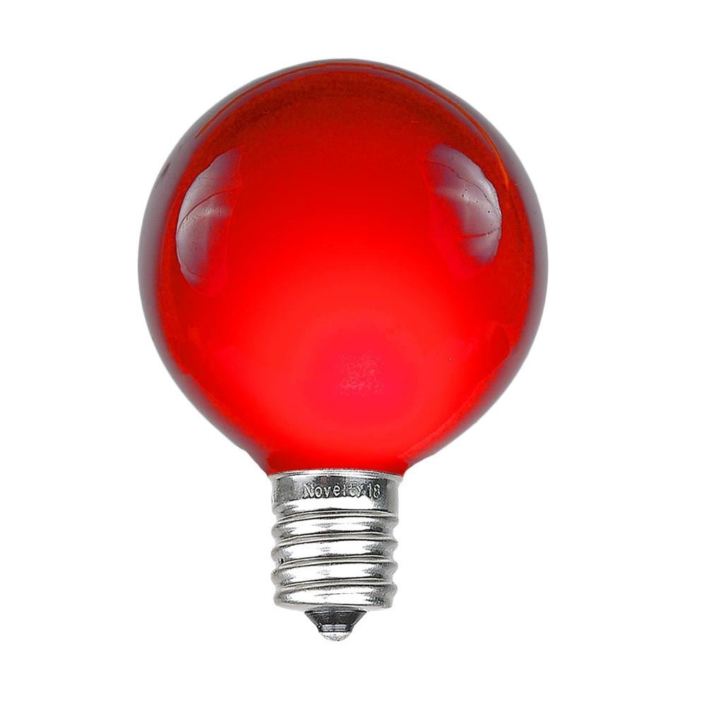 Novelty Lights G40 Outdoor Globe Replacement Bulbs, 25 Pack, Red, C7/E12 Candelabra Base, 5 Watt