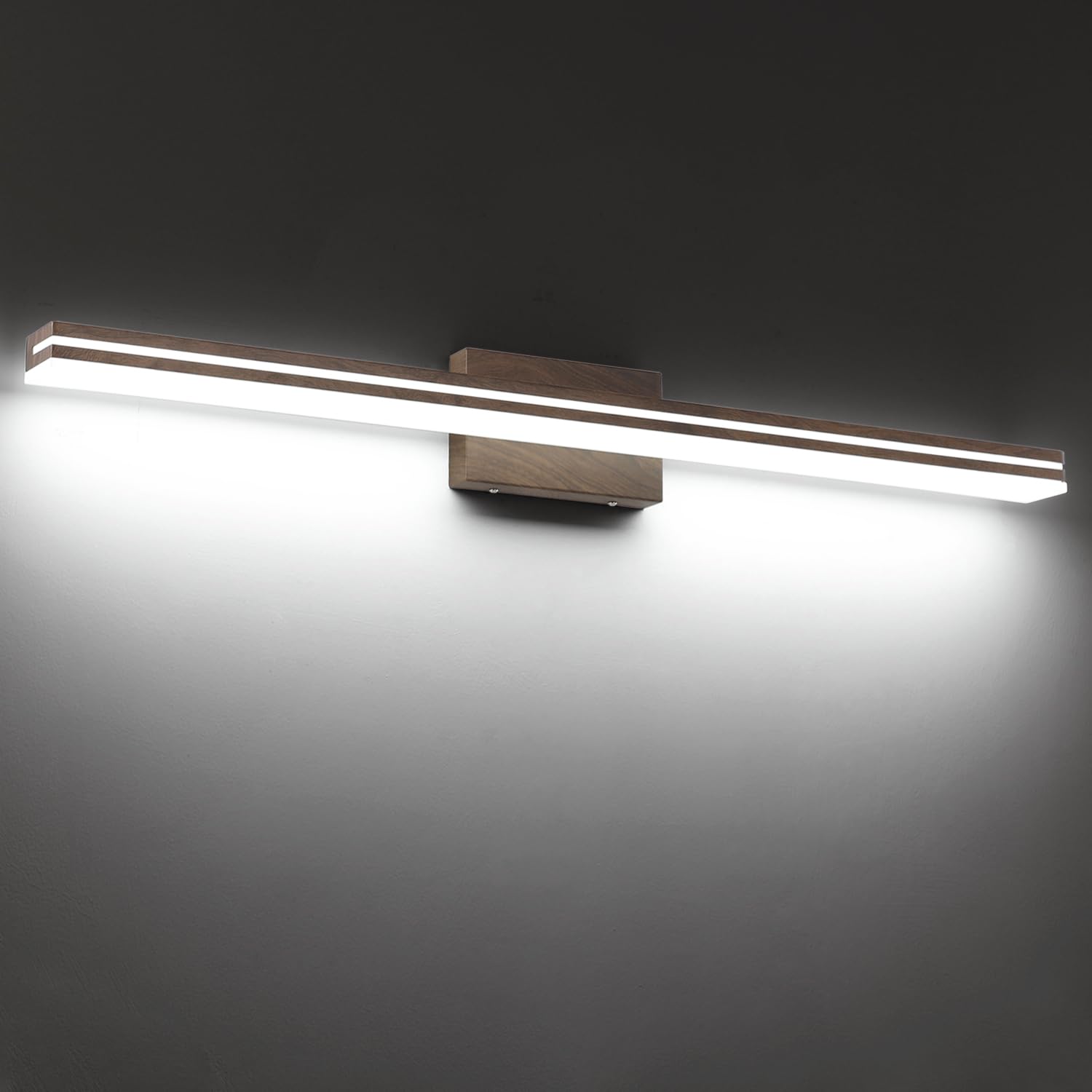 Sinerise 40-Inch Led Modern Bathroom Vanity Light Bar  Brown Modern Acrylic Bathroom Wall Lighting Fixtures Over Mirror (Cool White 6000K)