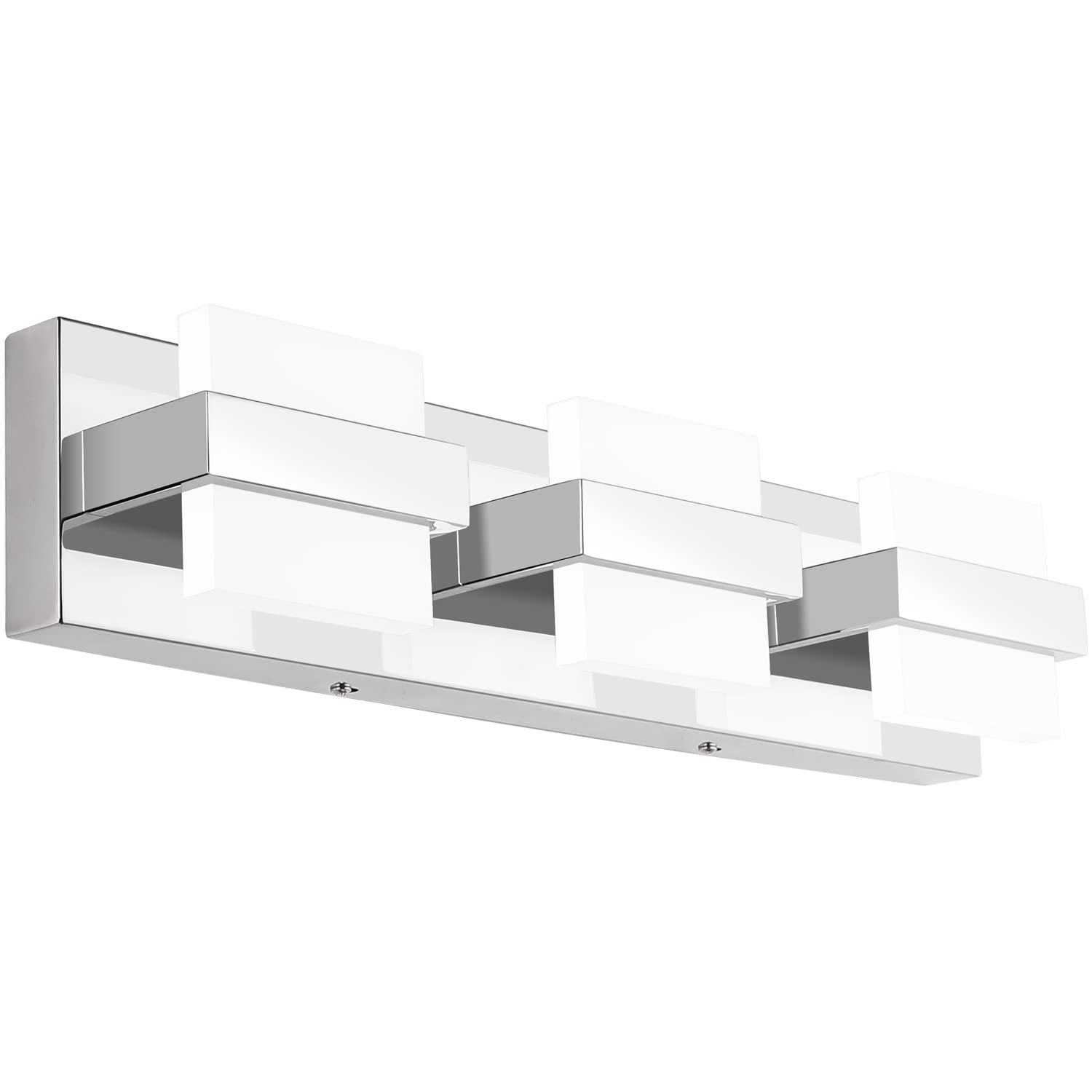 SOLFART Dimmable Bathroom Vanity Light Fixture 3 Lights Stainless Steel Chrome Model 7248-3T-WHL