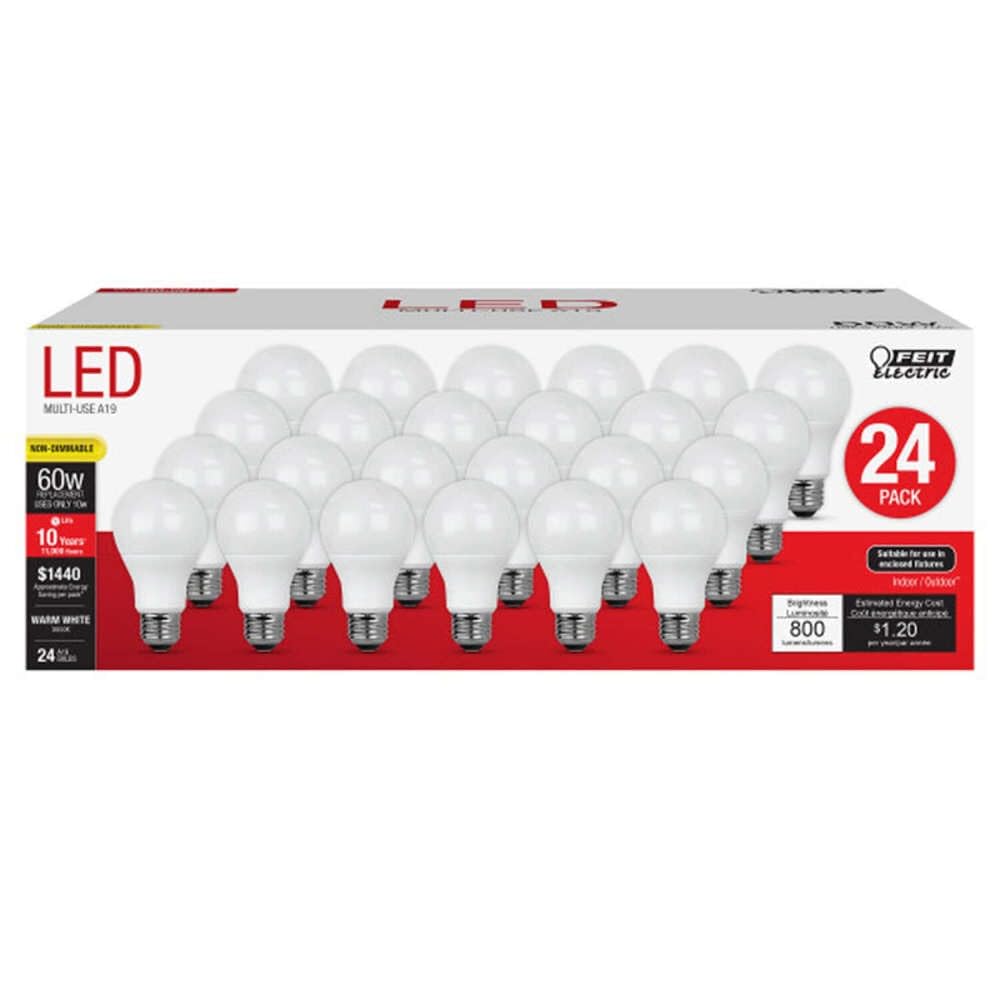 Feit Electric 60W A19 LED Bulb 24Pk Warm White Non-Dimmable Copper Model A80083010KLDP24