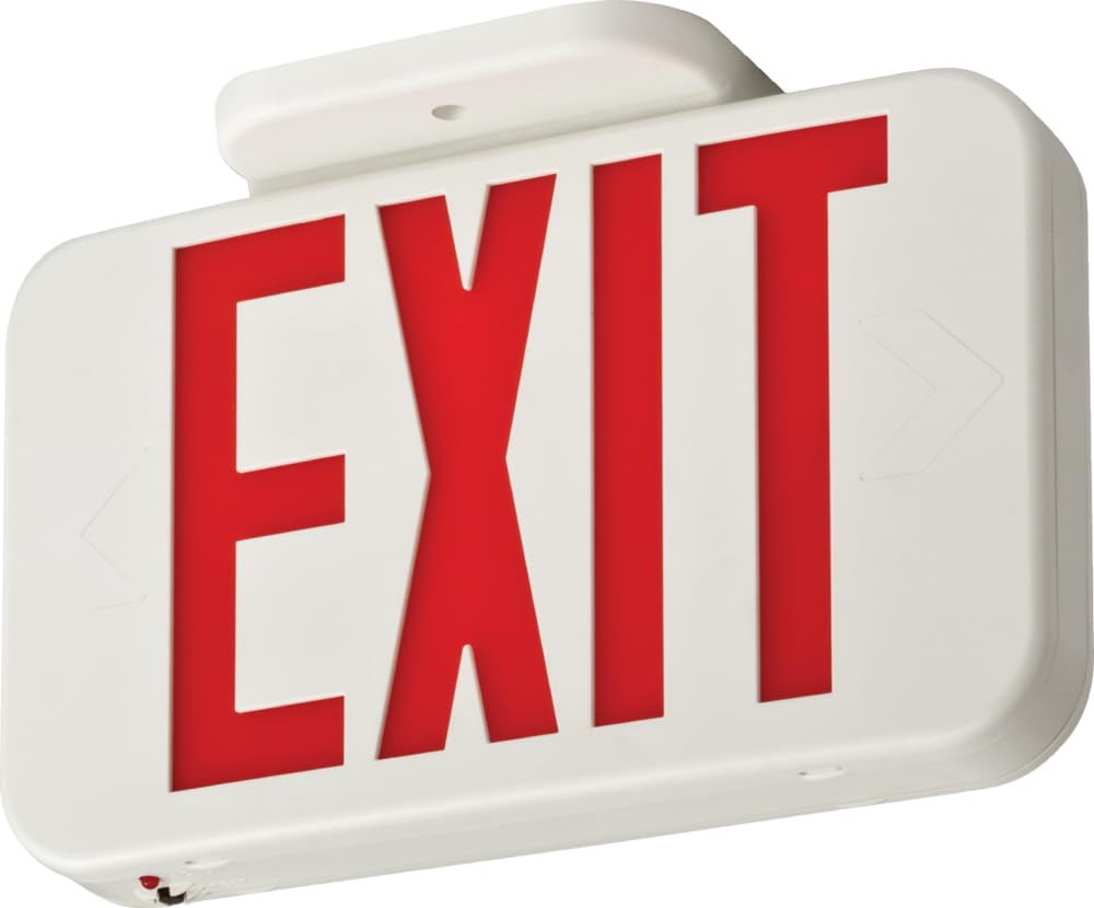 Lithonia Lighting Exrg M6 Single-Sided Led Exit Sign, Thermoplastic Construction, Switchable Red And Green Colors, Ac Power, Includes Extra Faceplate, White